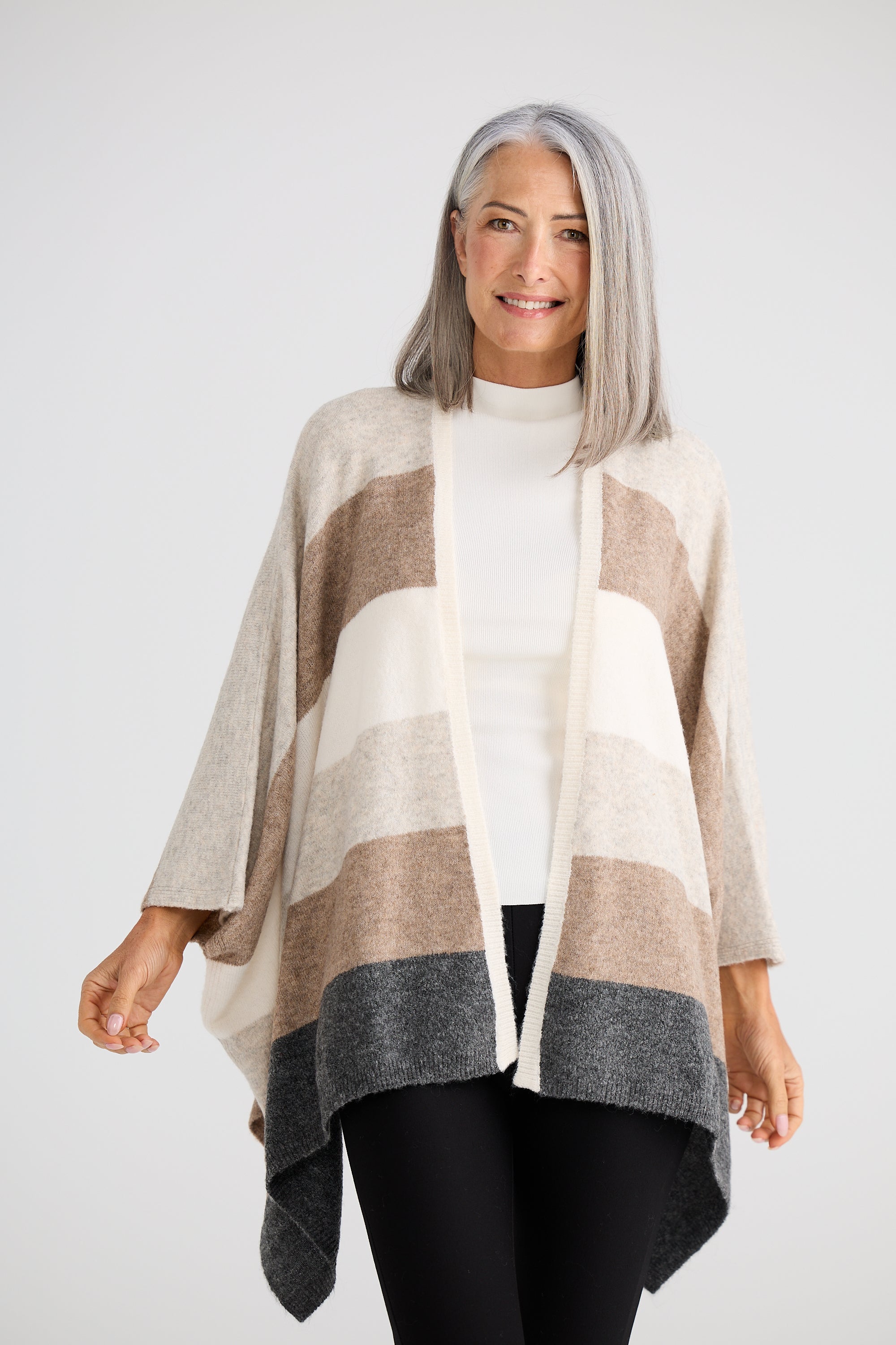 Sander Knit Cape - Neutral Multi
