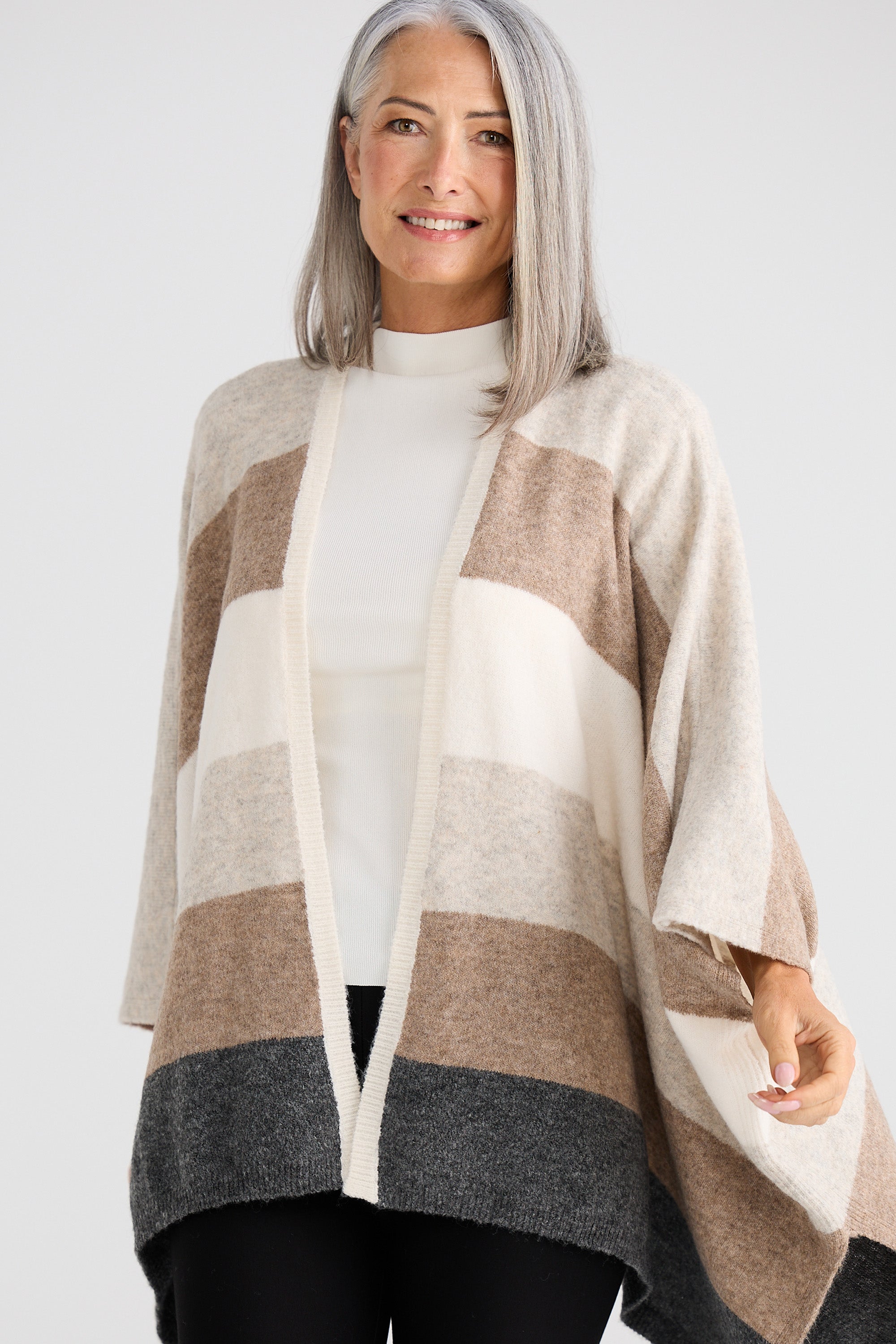 Sander Knit Cape - Neutral Multi