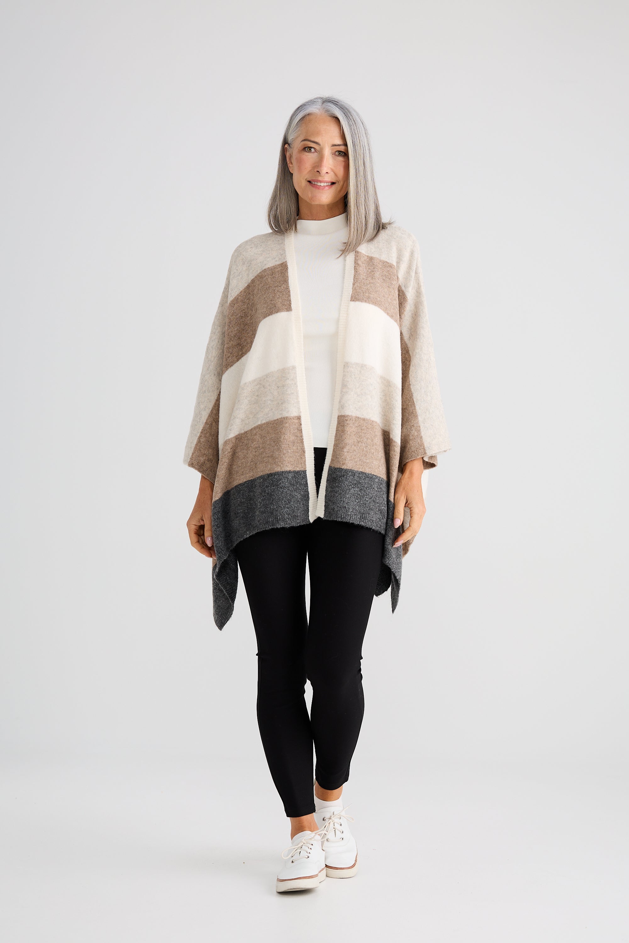 Sander Knit Cape - Neutral Multi