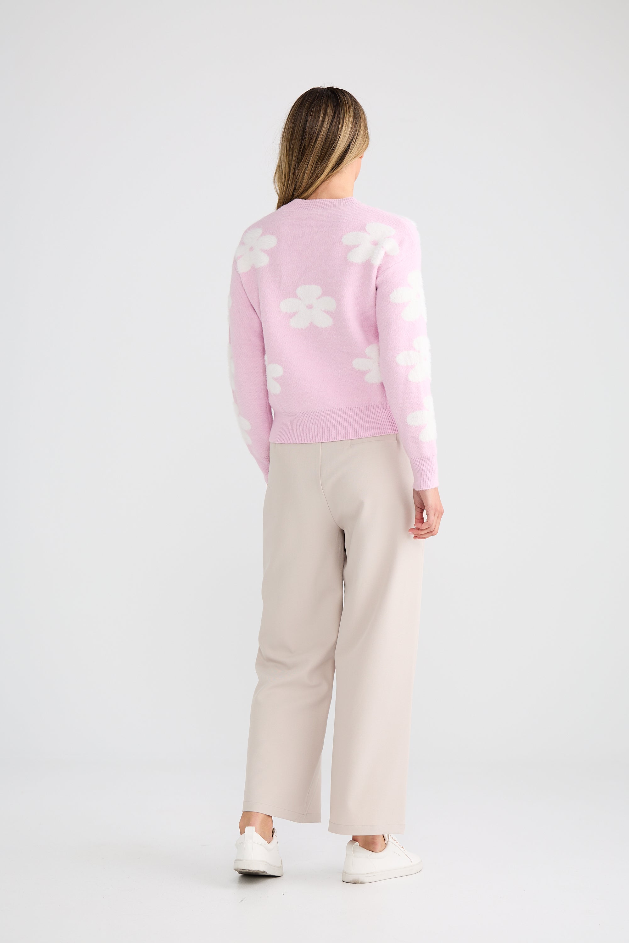 Cosmos Knit - Pink w White