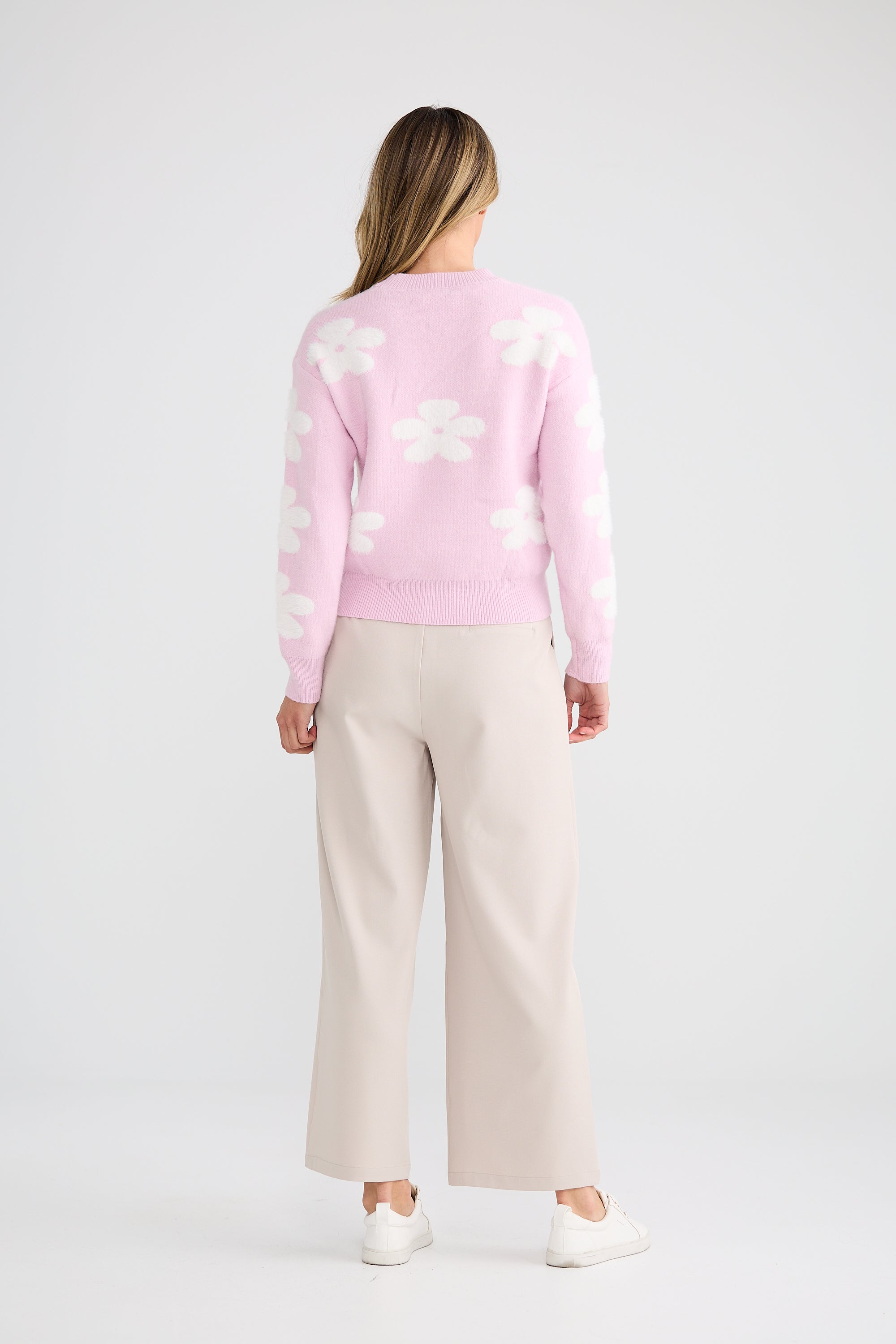 Cosmos Knit - Pink w White