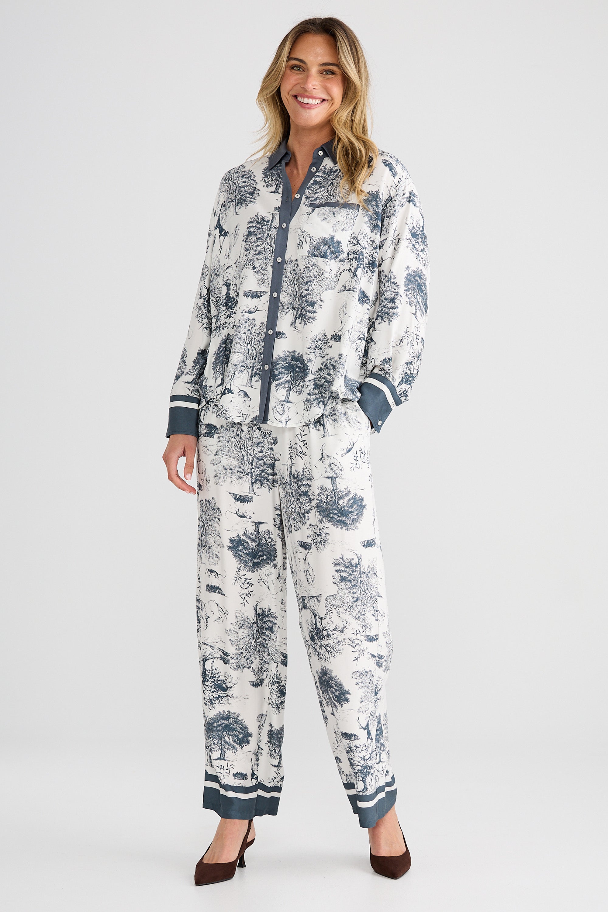 Glenda Shirt - Slate Toile