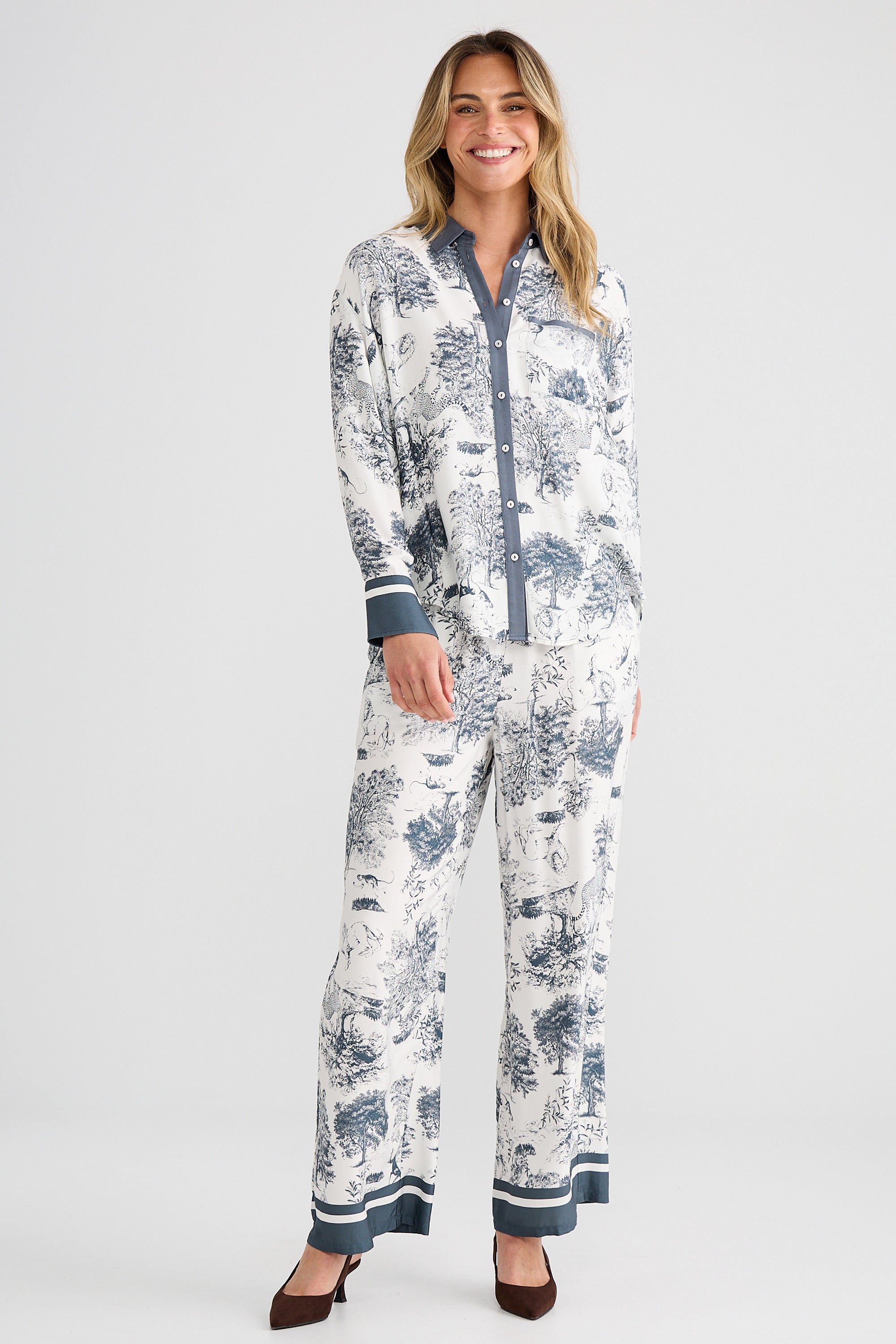 Glenda Shirt - Slate Toile
