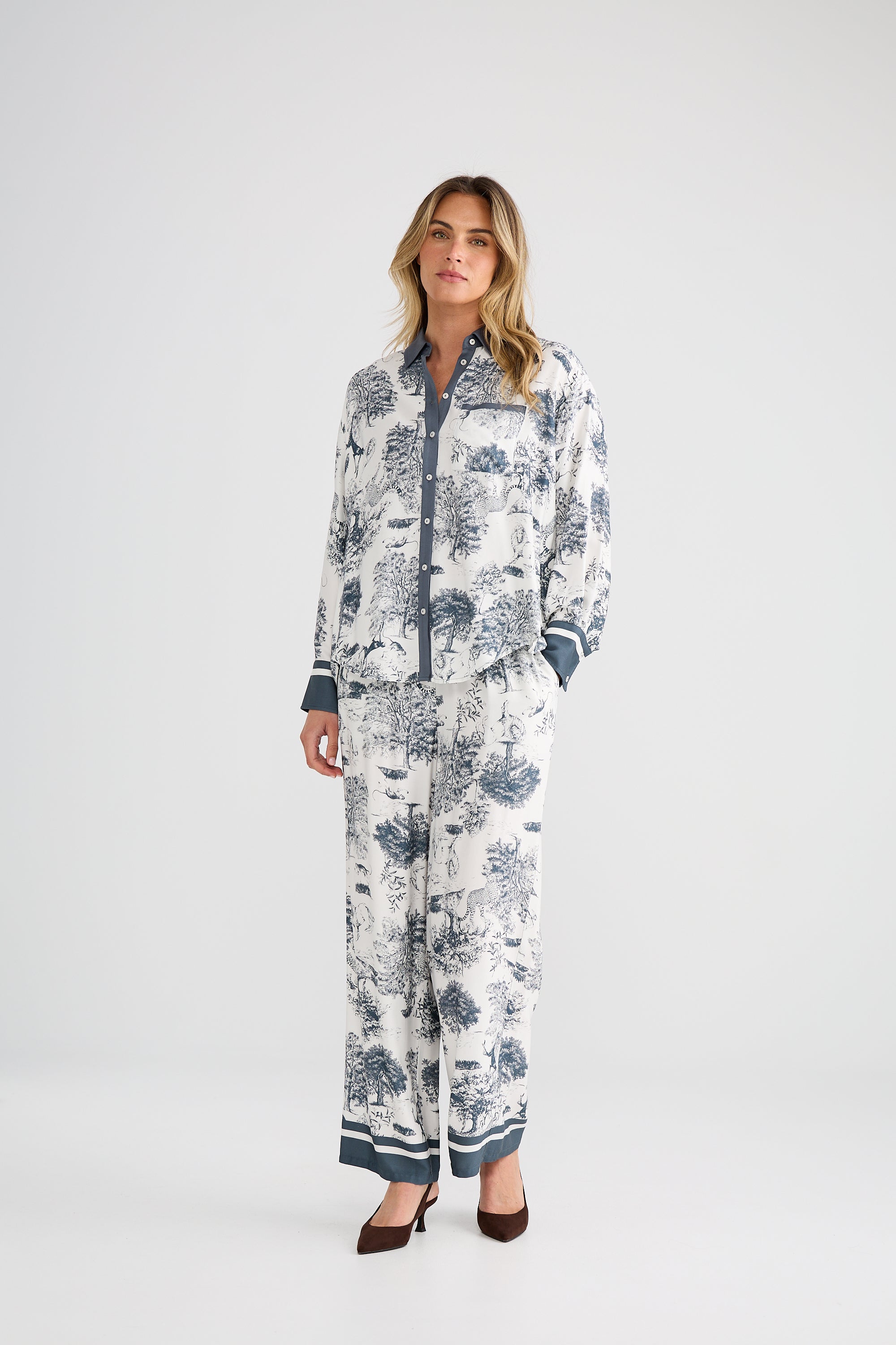 Glenda Shirt - Slate Toile