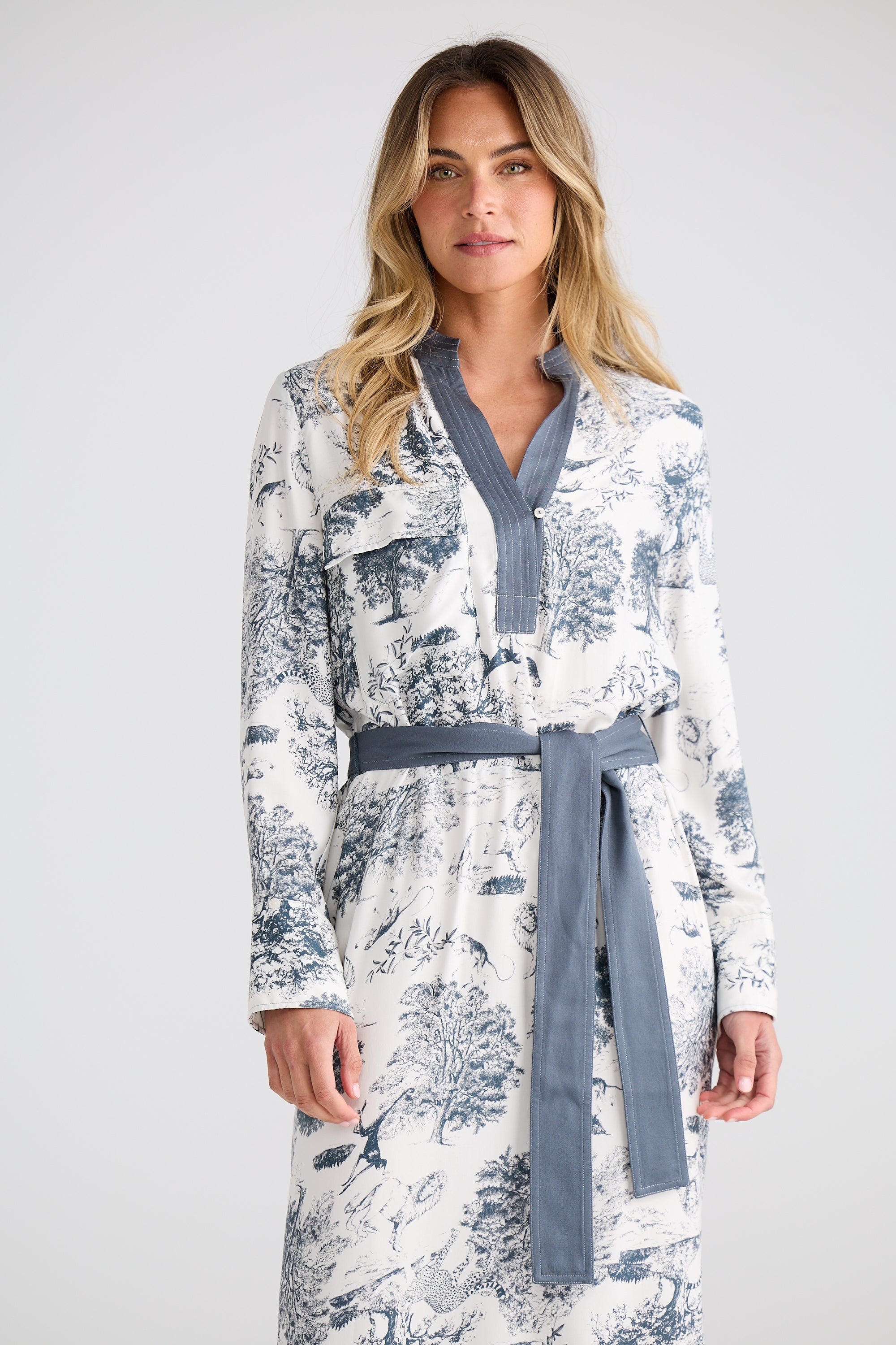Keera Dress - Slate Toile