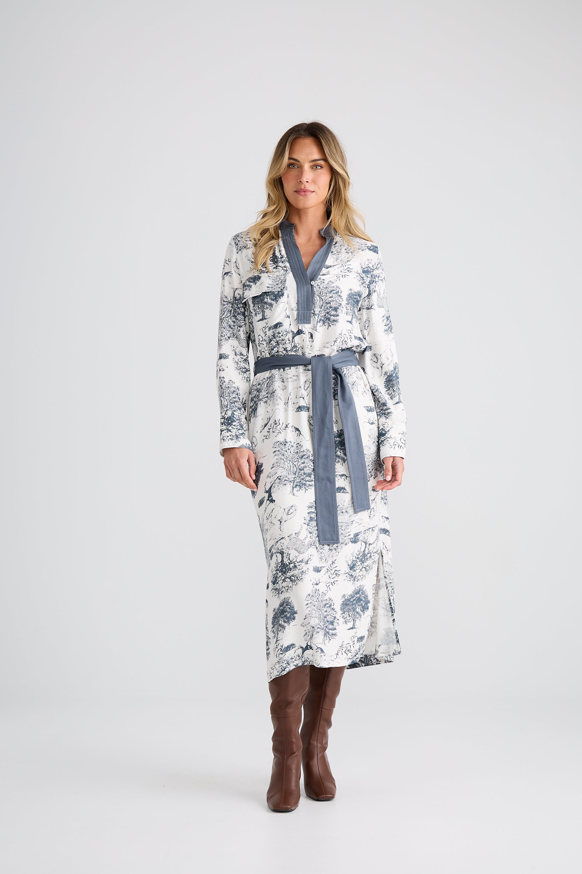 Keera Dress - Slate Toile