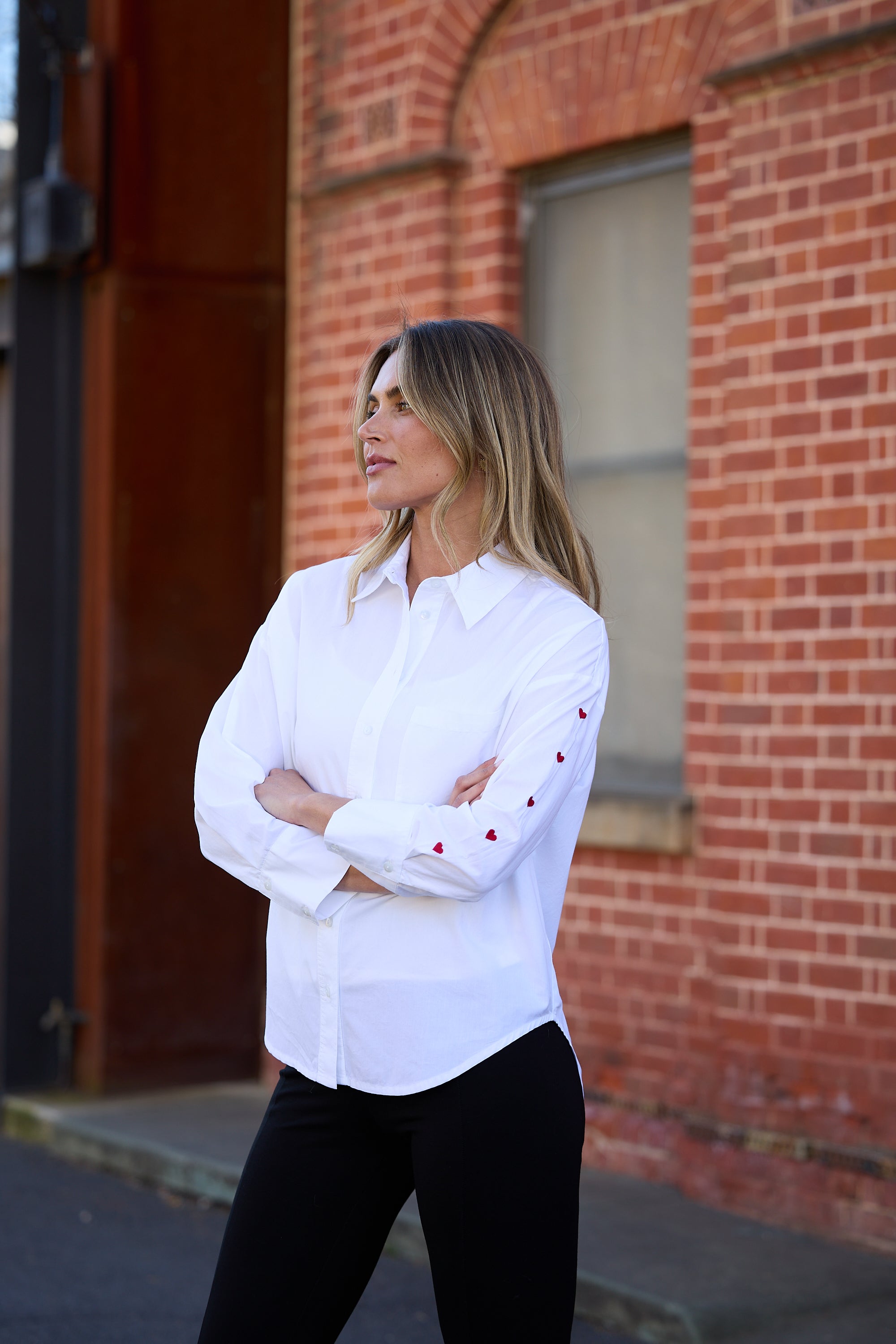 Thea Shirt - White Hearts