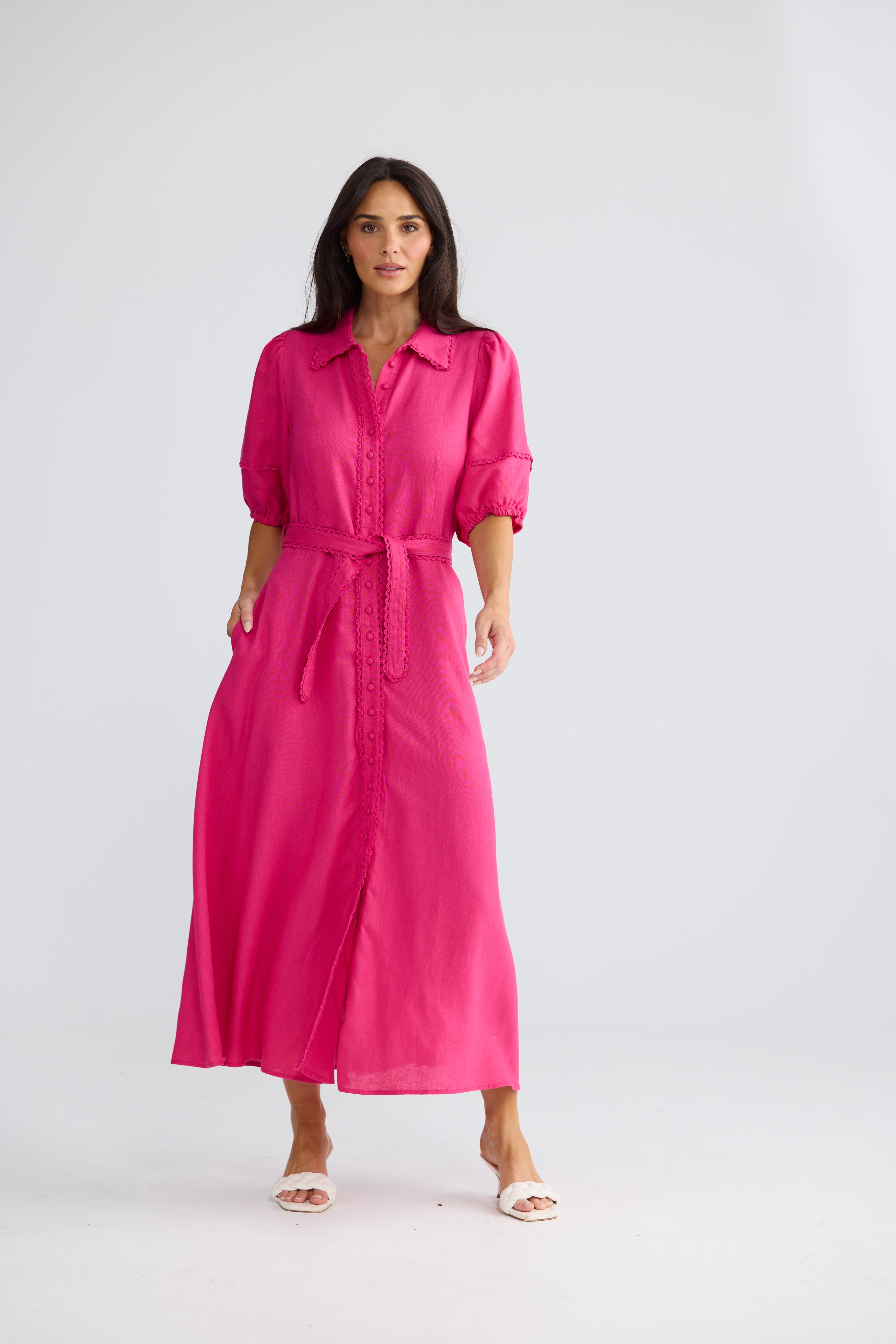 Brynn Midi Dress - Fuschia