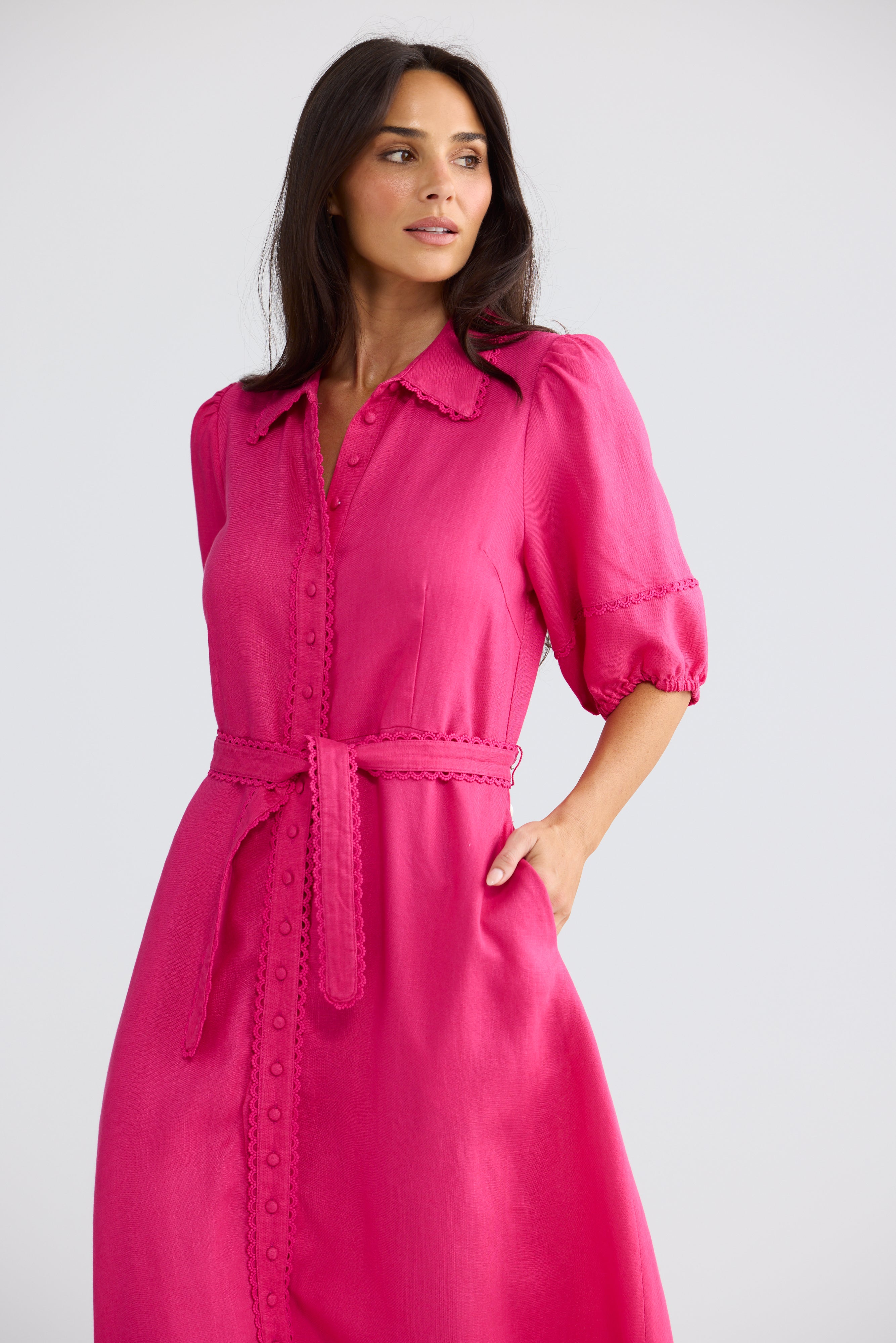 Brynn Midi Dress - Fuschia