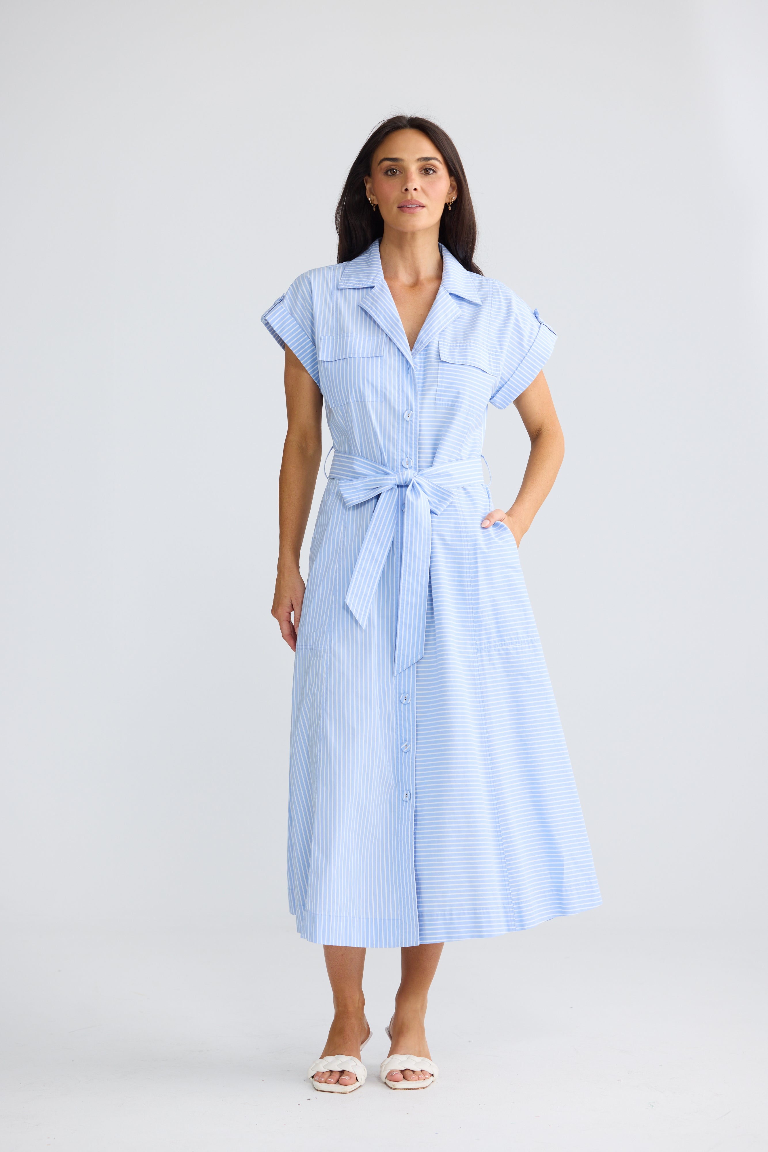 Portia Dress - Glacier Stripe