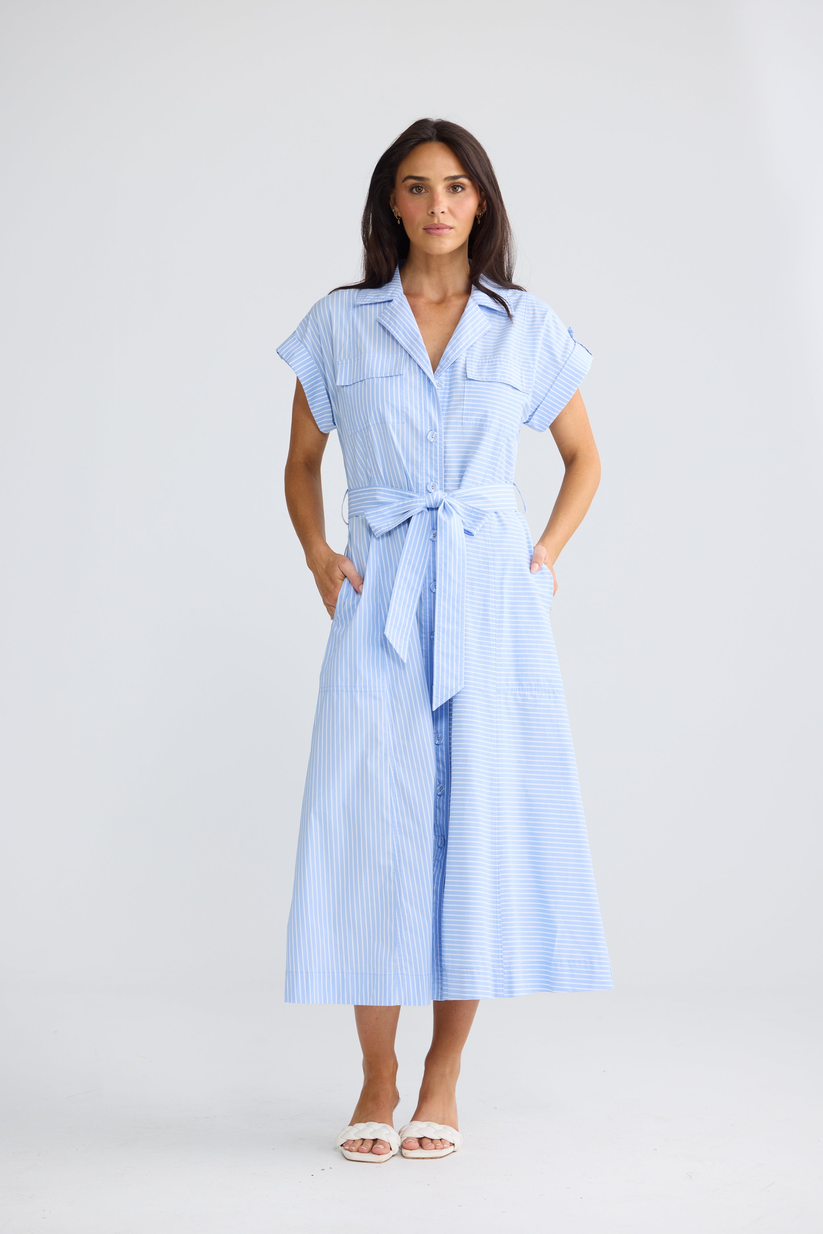 Portia Dress - Glacier Stripe
