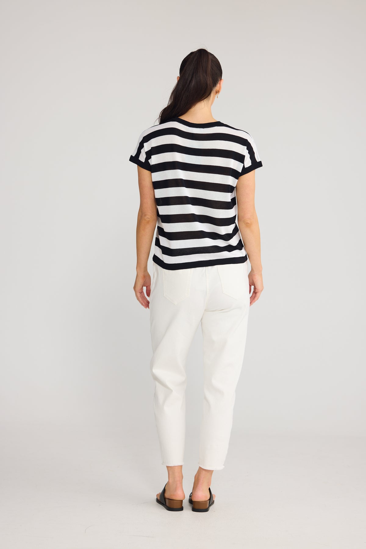 Rosalie Tee - White w Black Stripe