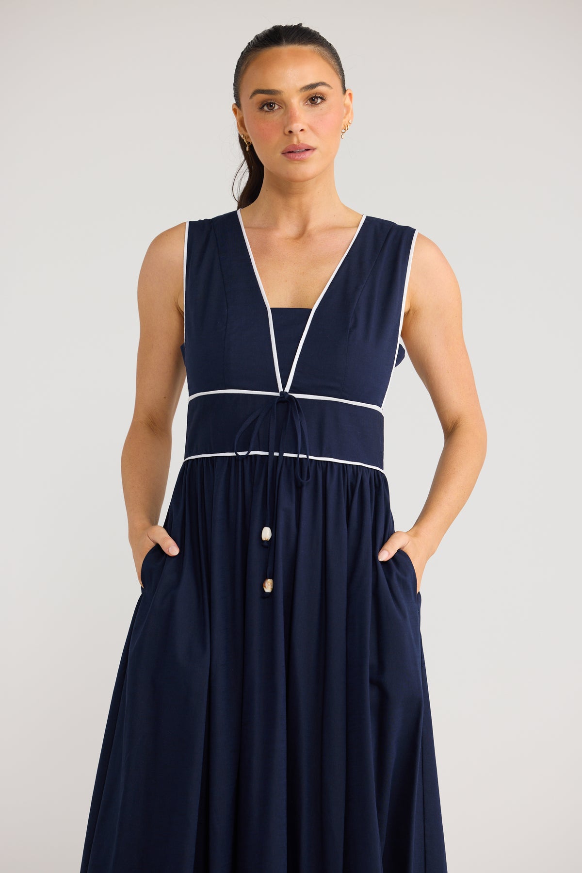 Pimms Dress - Navy w White