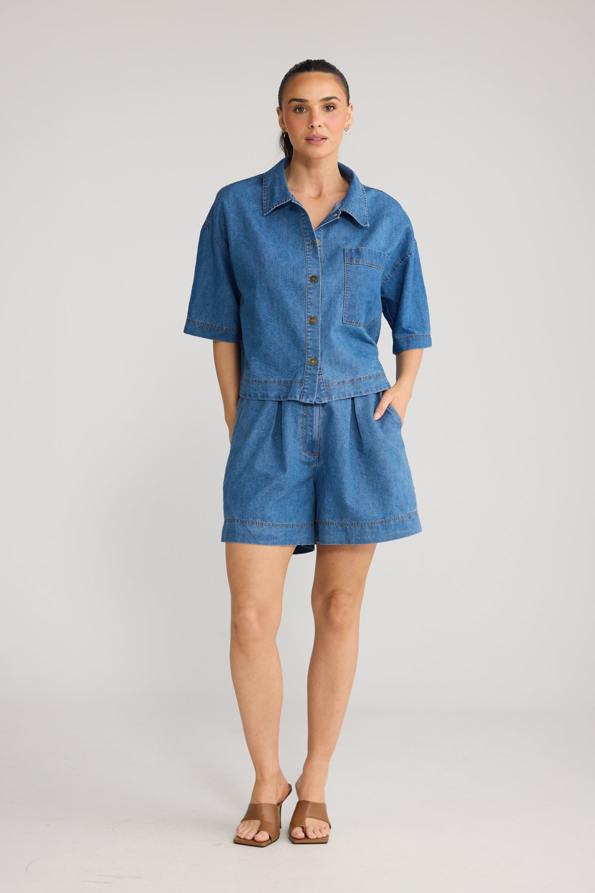 Carina Shirt - Mid Wash Blue