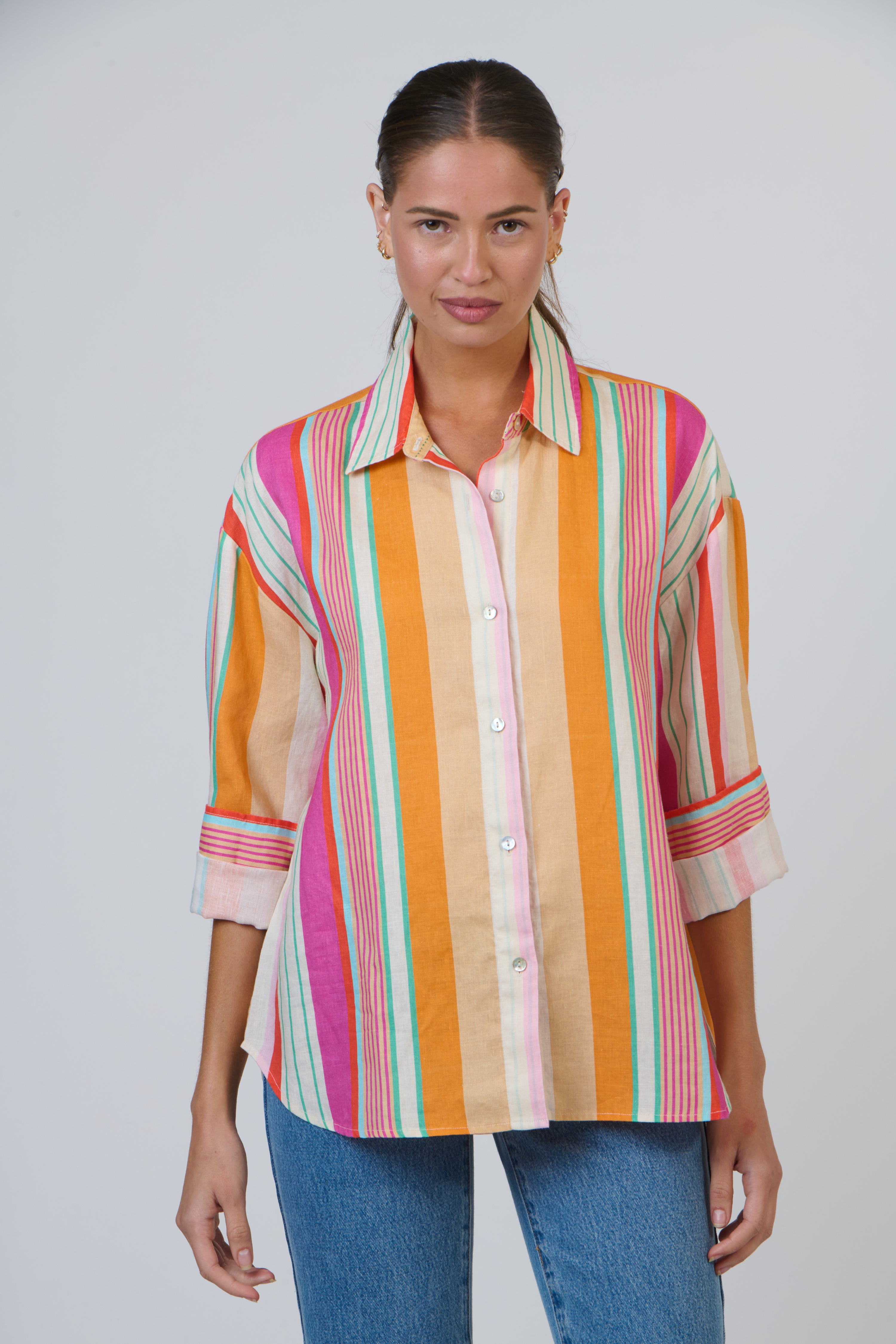 Linen Boyfriend Shirt - Provence