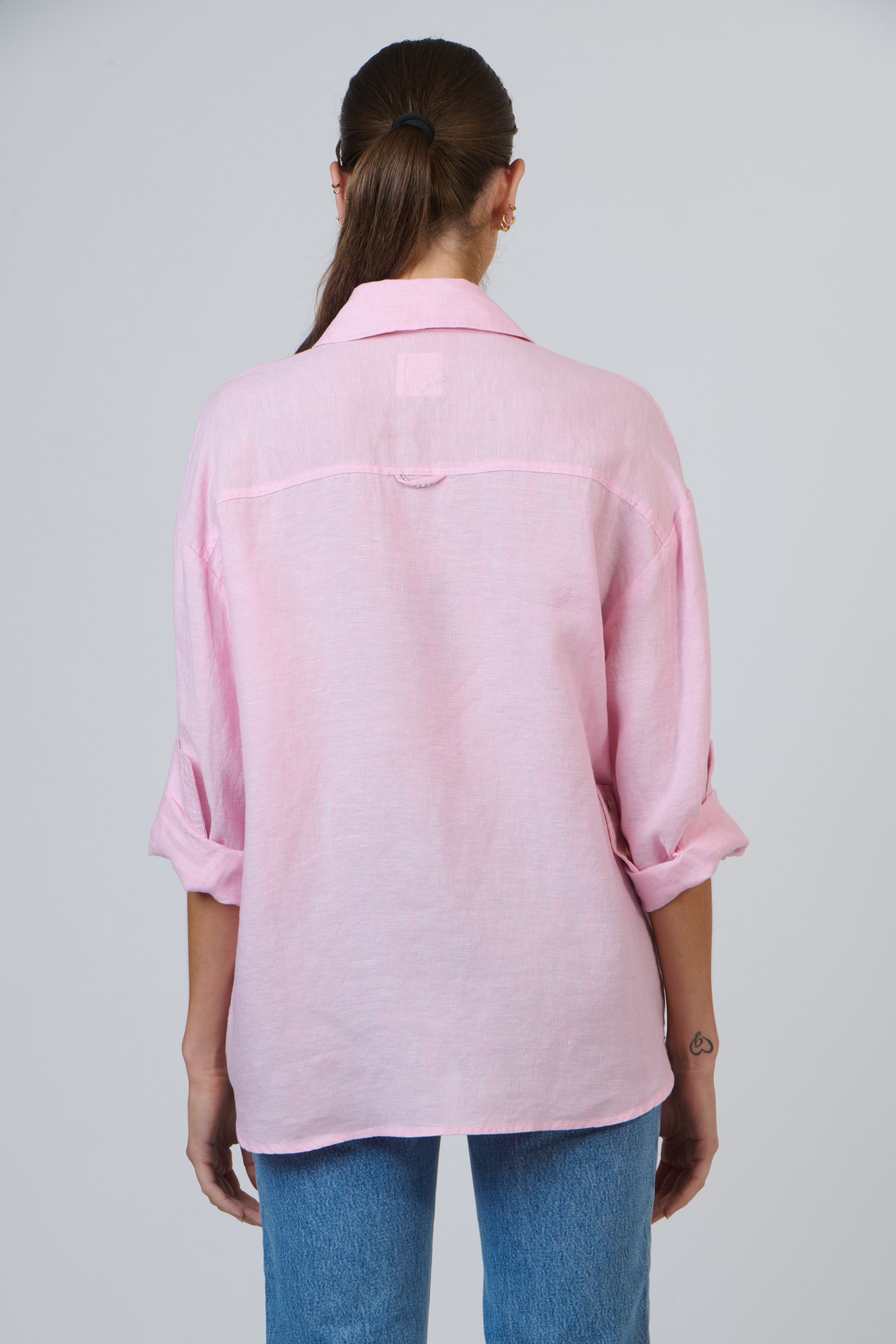 Linen Boyfriend Shirt - Pivoine