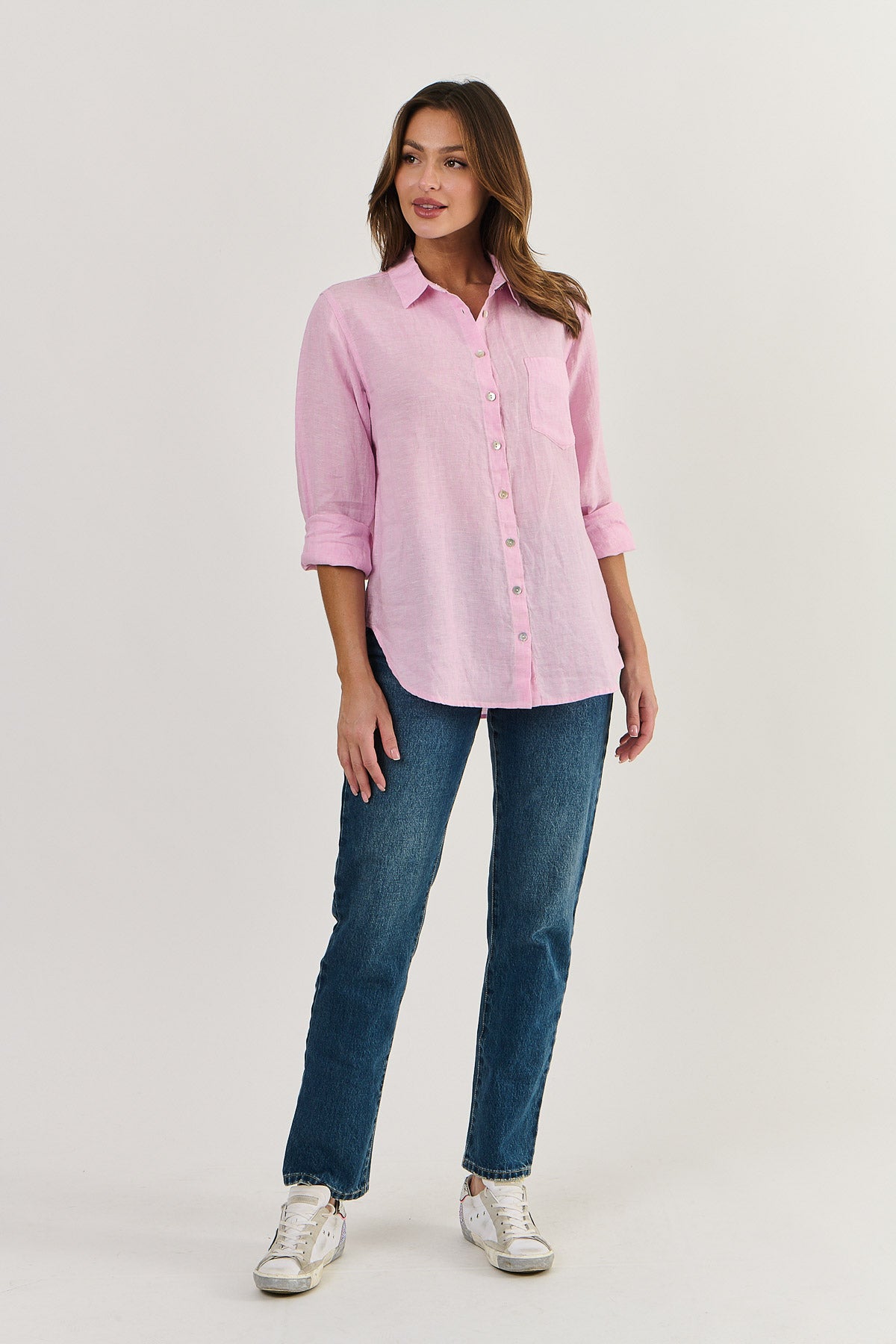 Long Sleeve Linen Boyfriend Shirt