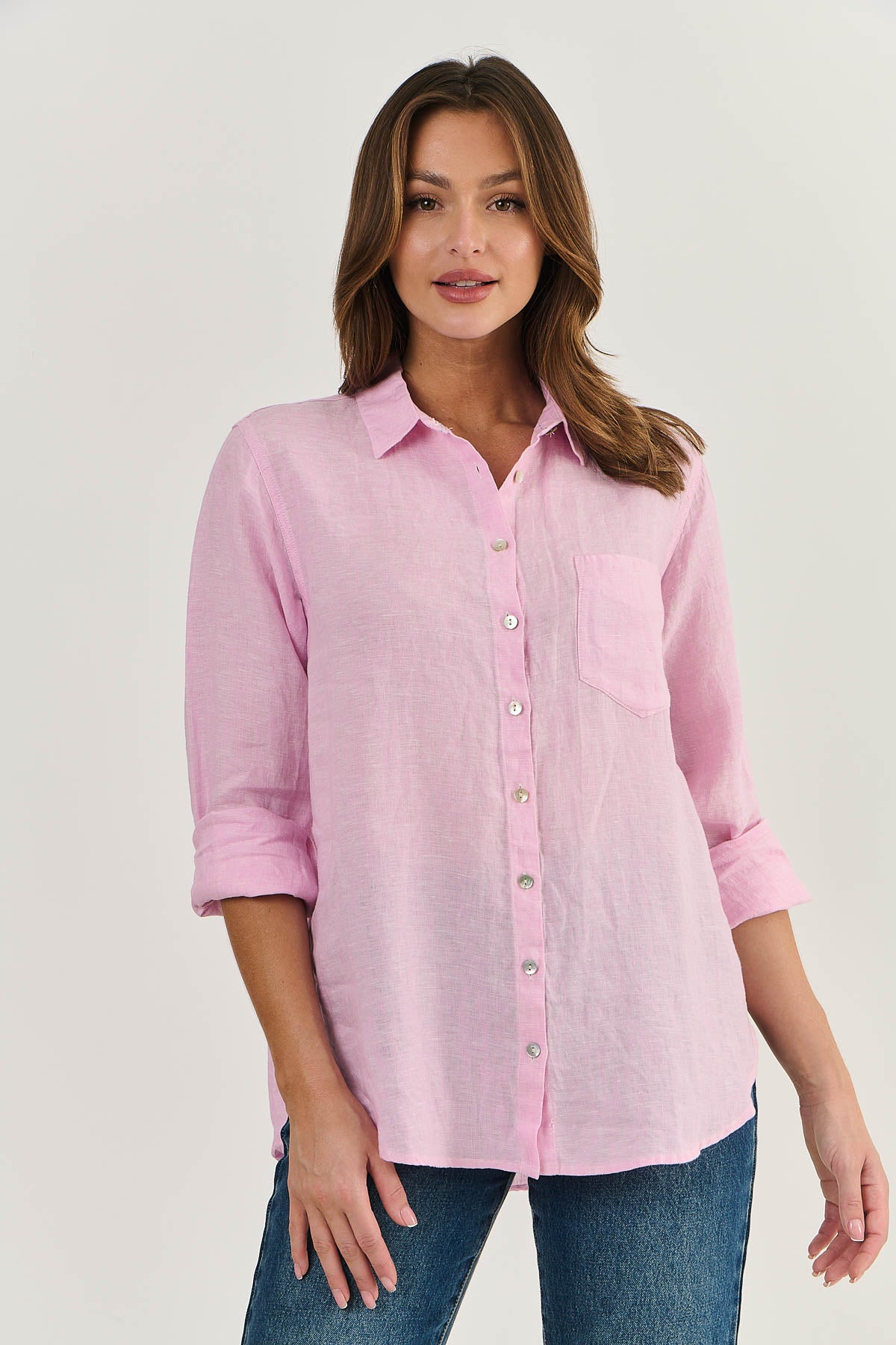 Long Sleeve Linen Boyfriend Shirt