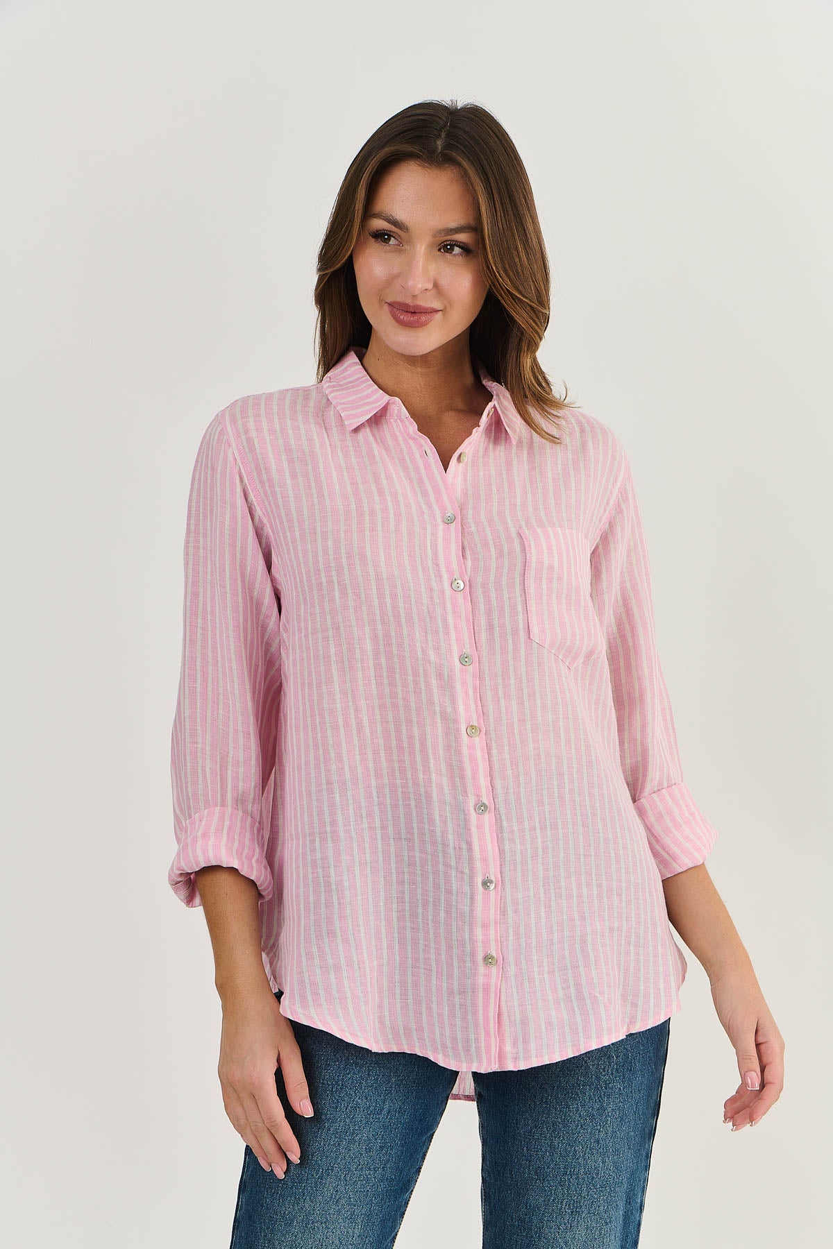 Long Sleeve Linen Boyfriend Shirt