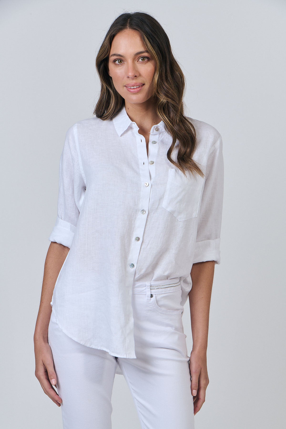 Long Sleeve Linen Boyfriend Shirt - Lys