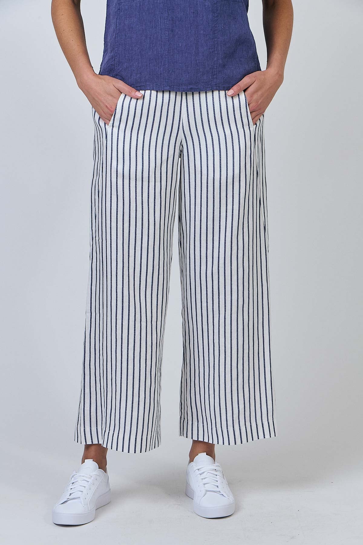 Linen Pants - Blueberry Stripe