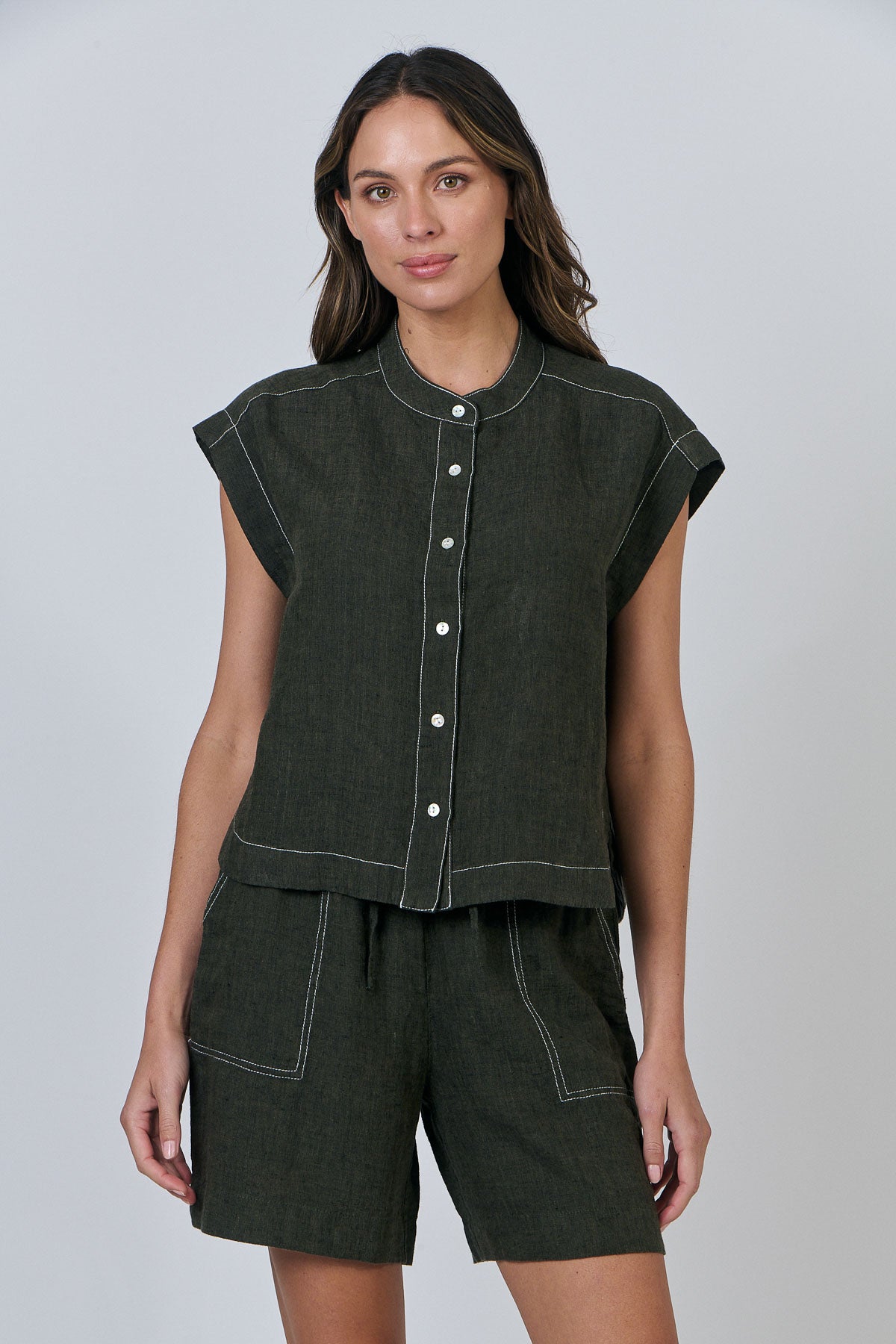 Linen Top - Licorice