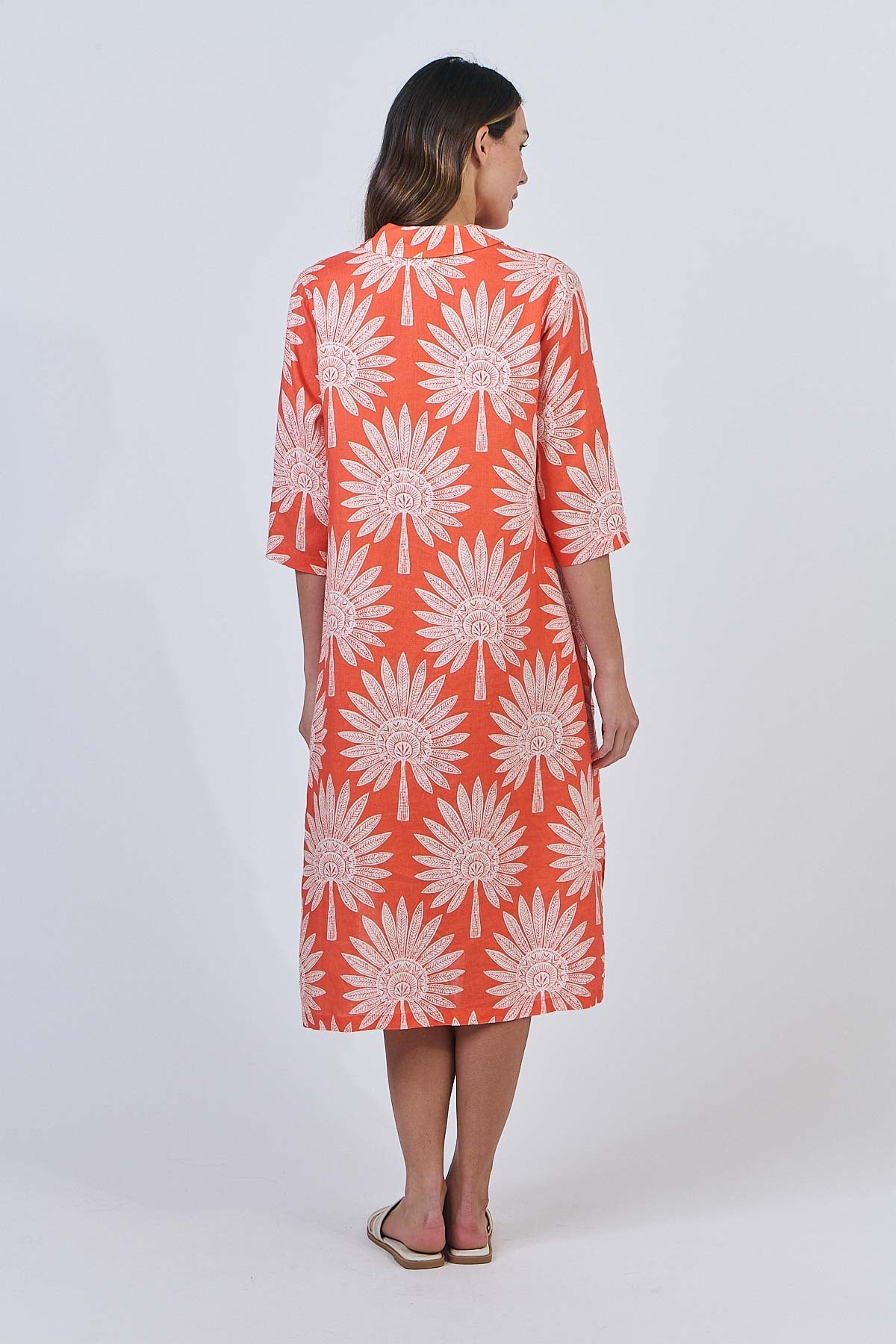 Linen Dress - Sunset Palm