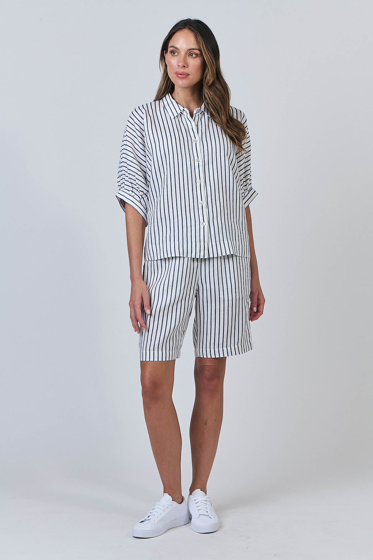 Linen Top - Blueberry Stripe