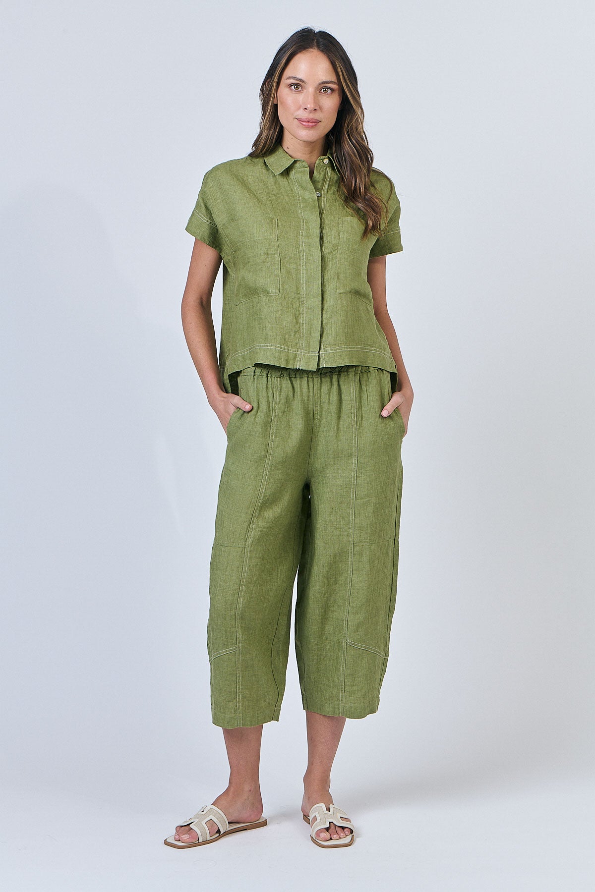 Linen Pants - Moss