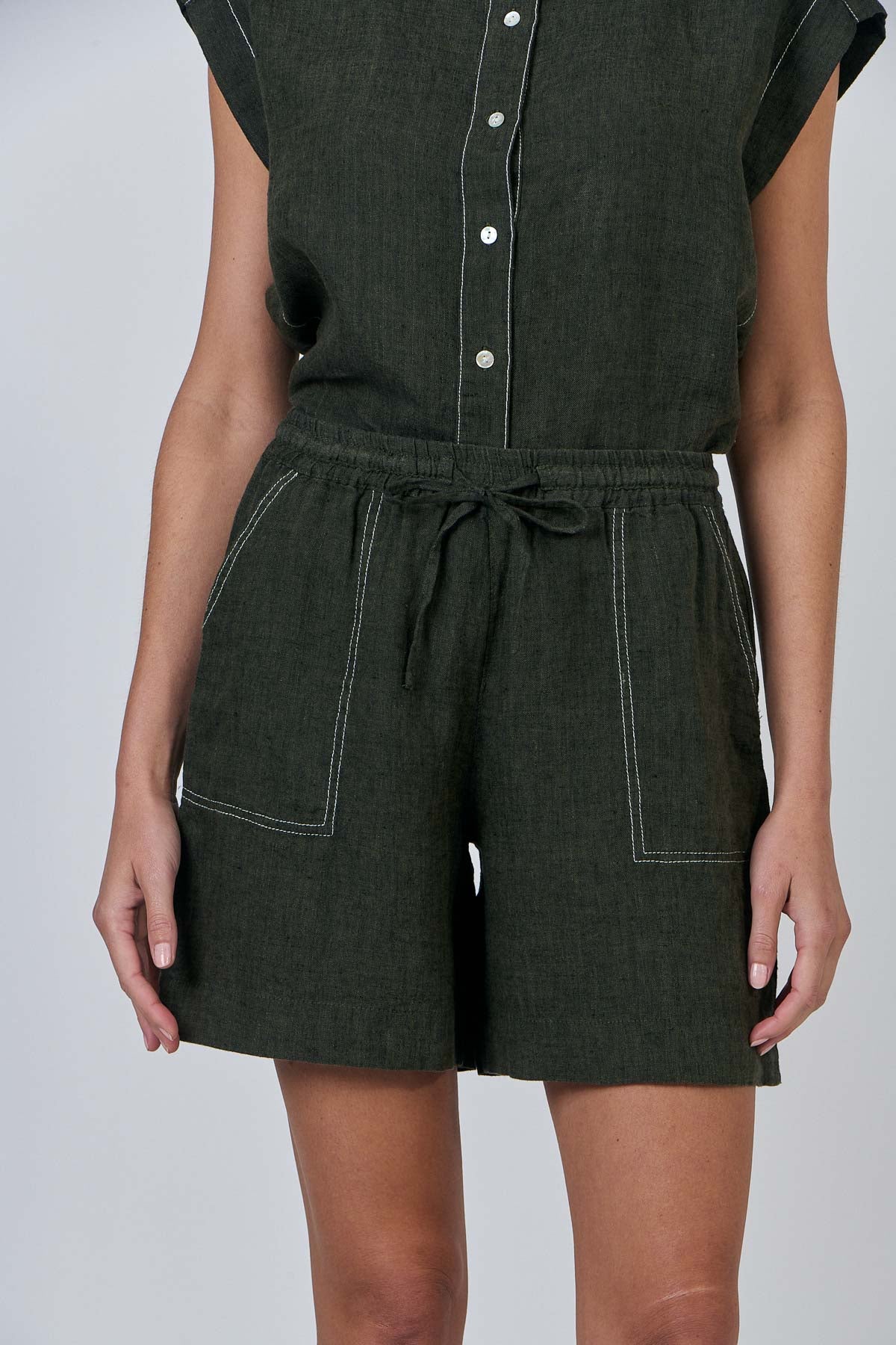 Linen Shorts - Licorice
