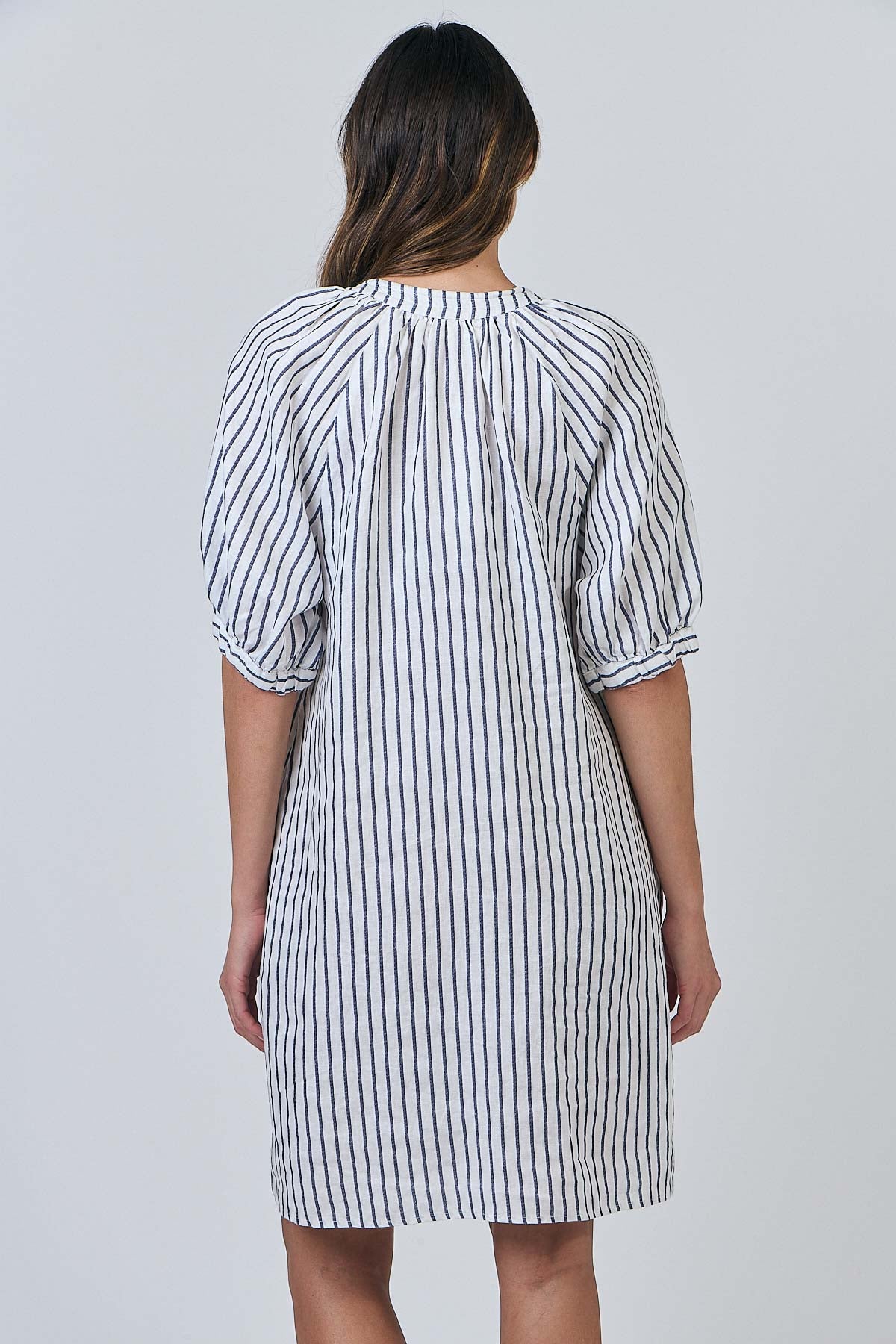 Linen Dress - Blueberry Stripe