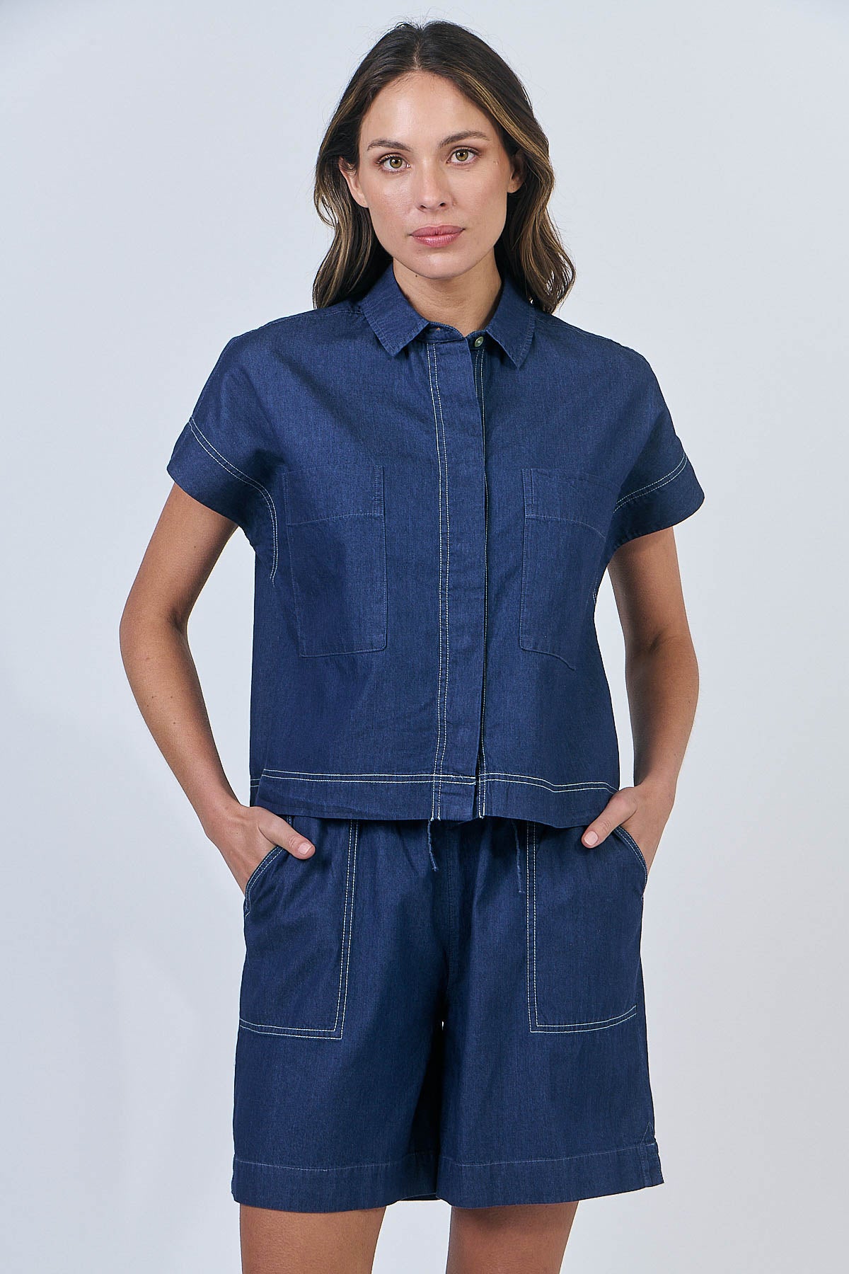 Cotton Shorts - Chambray