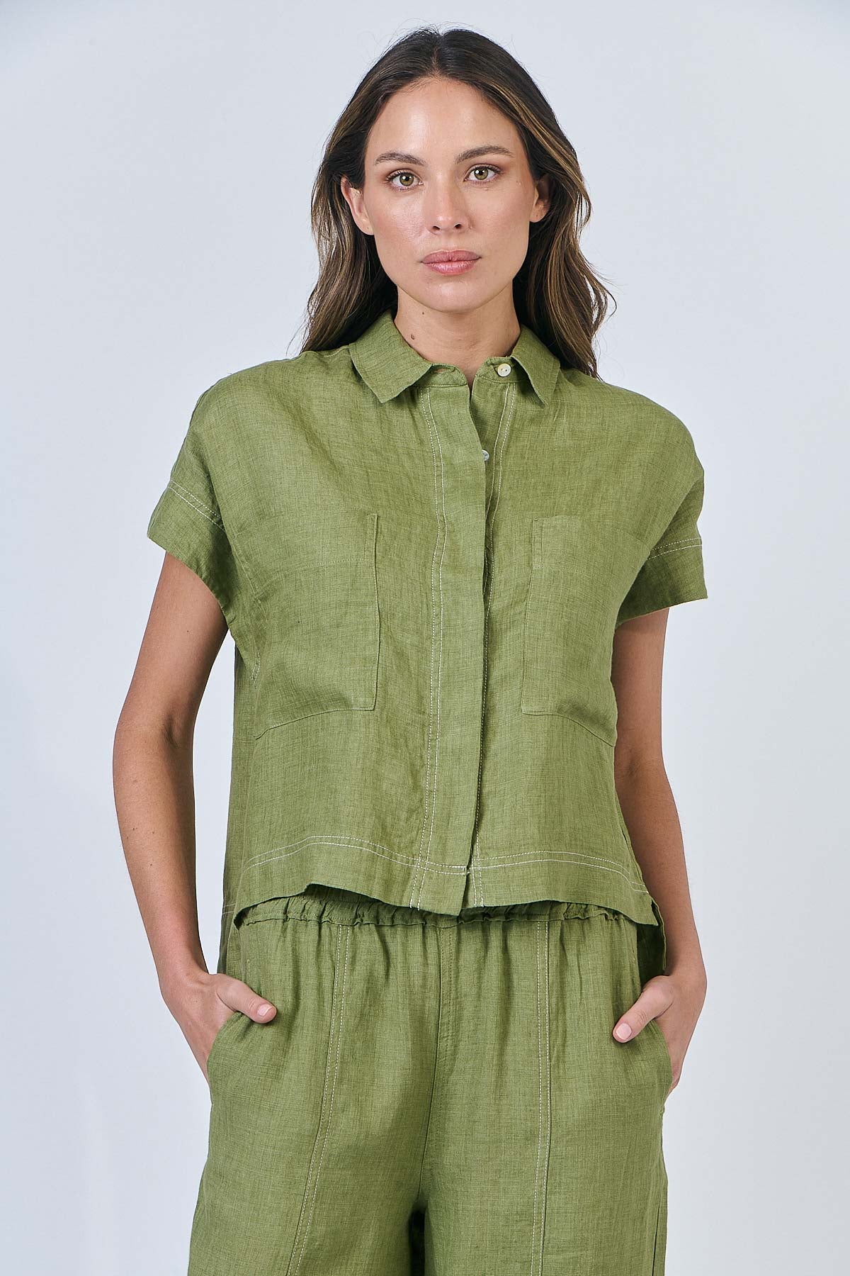 Linen Top - Moss