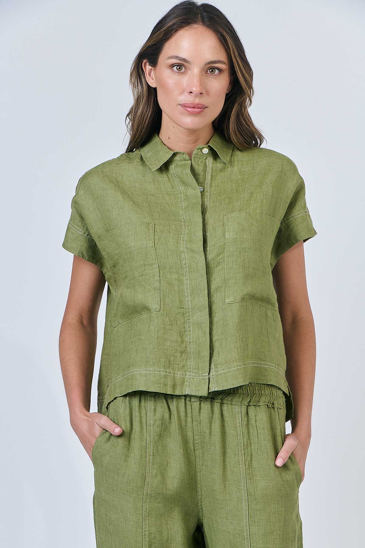 Linen Top - Moss