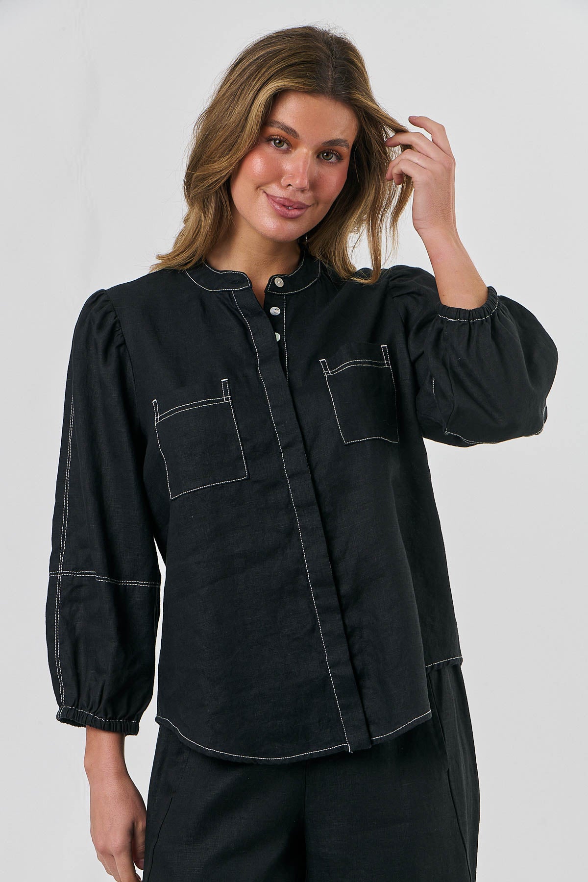 Linen Top - Black