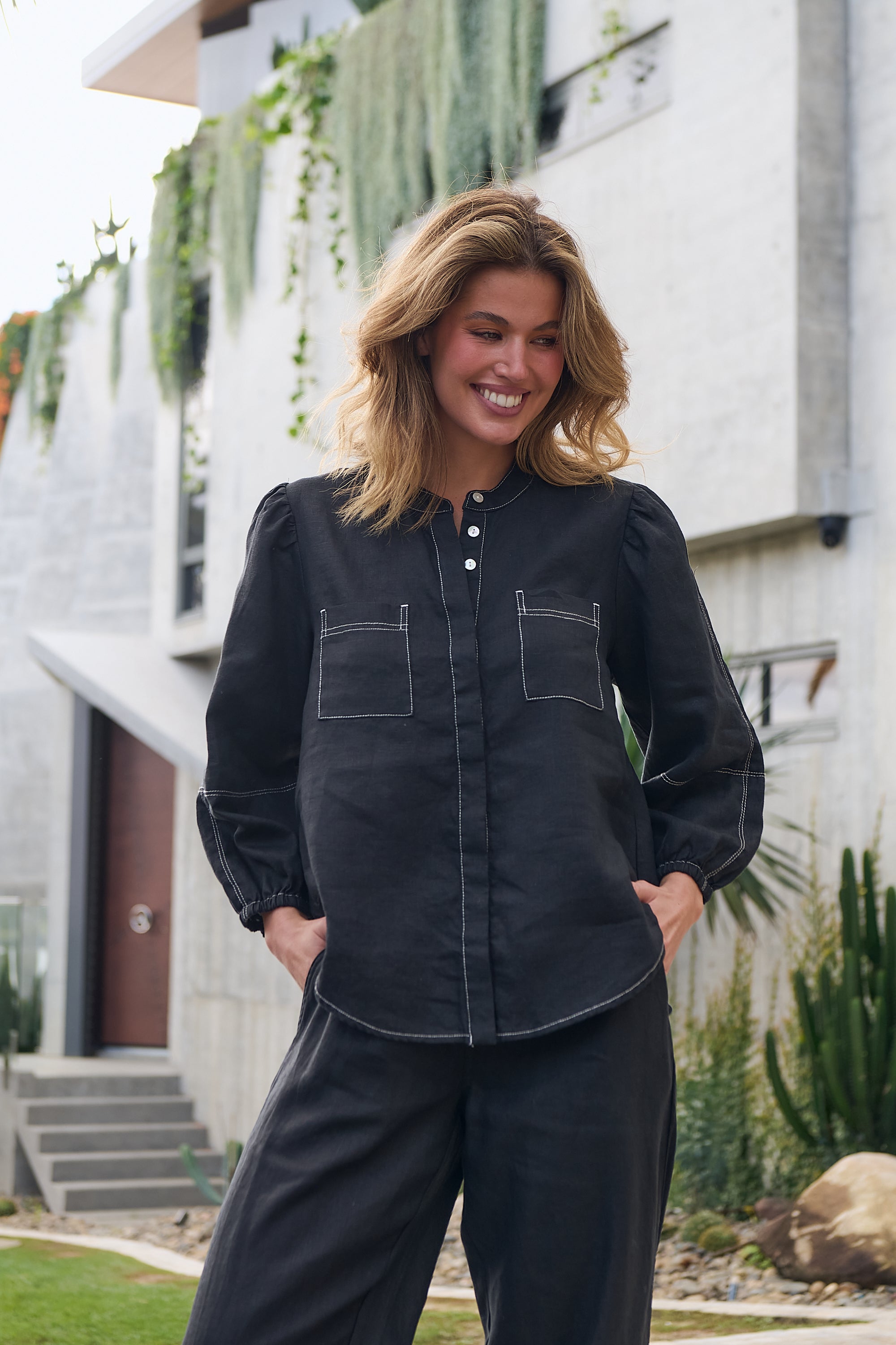 Linen Top - Black