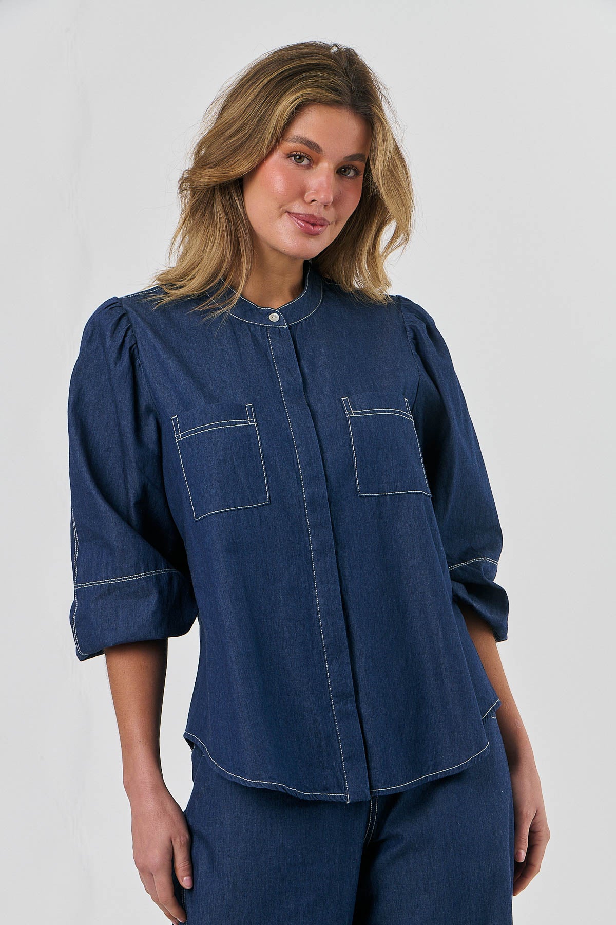 Linen Top - Denim