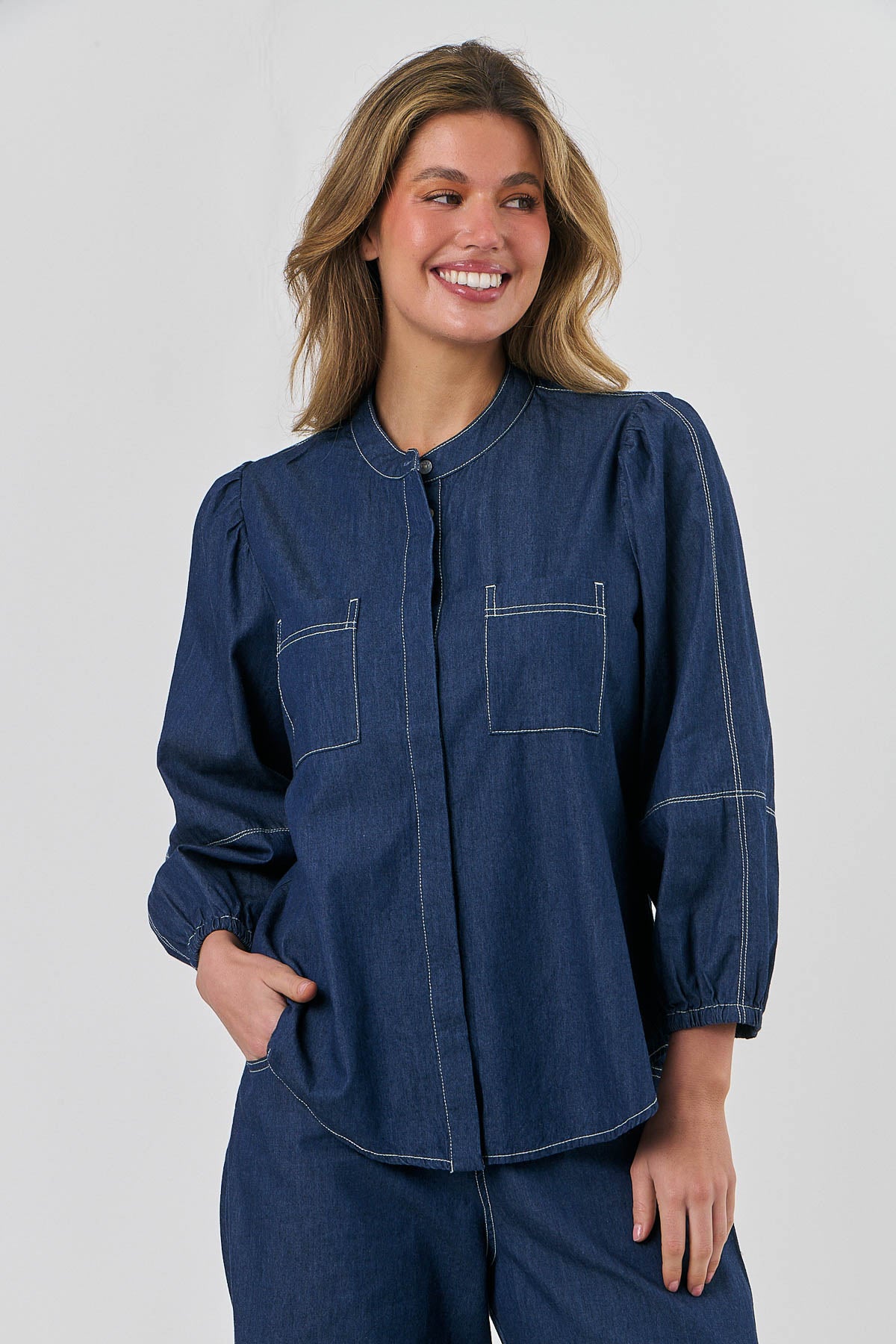 Linen Top - Denim