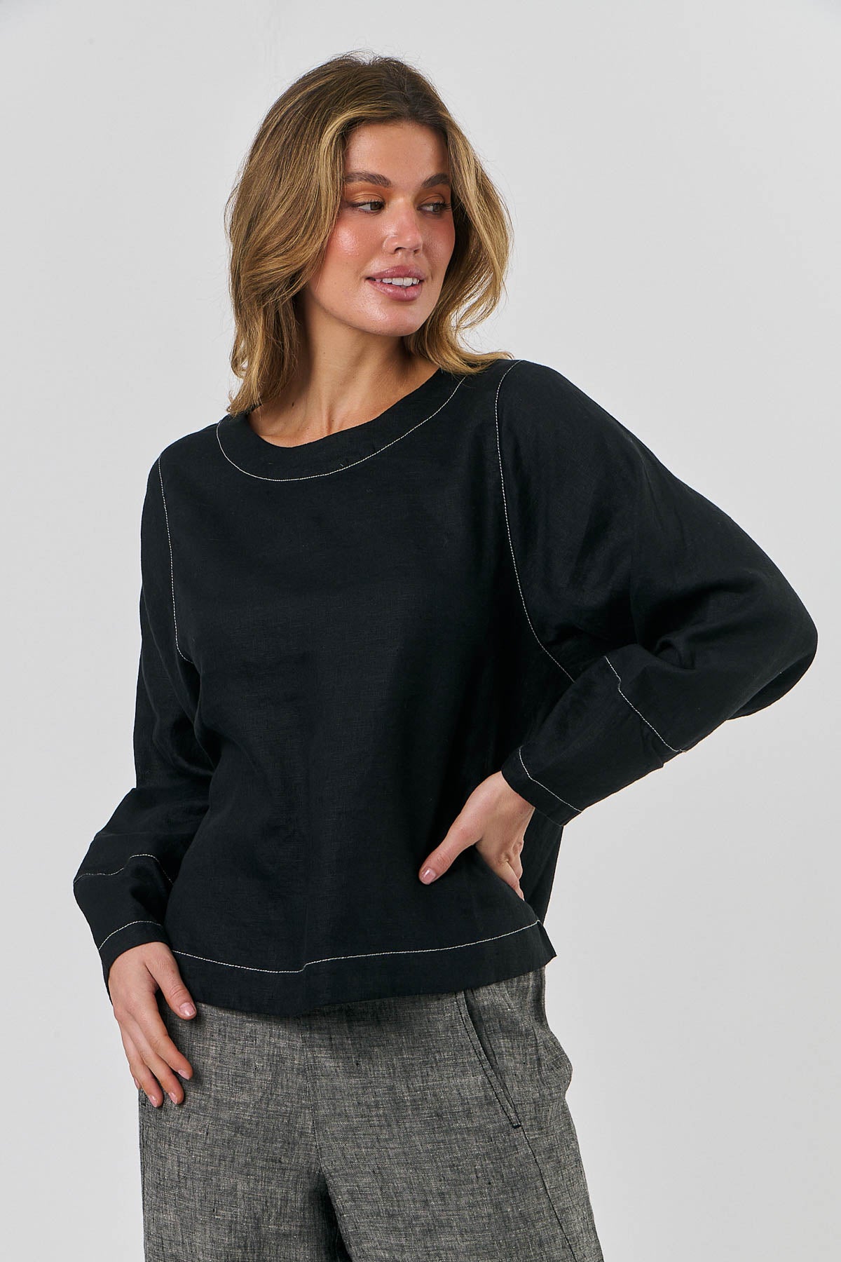 Linen Top - Black