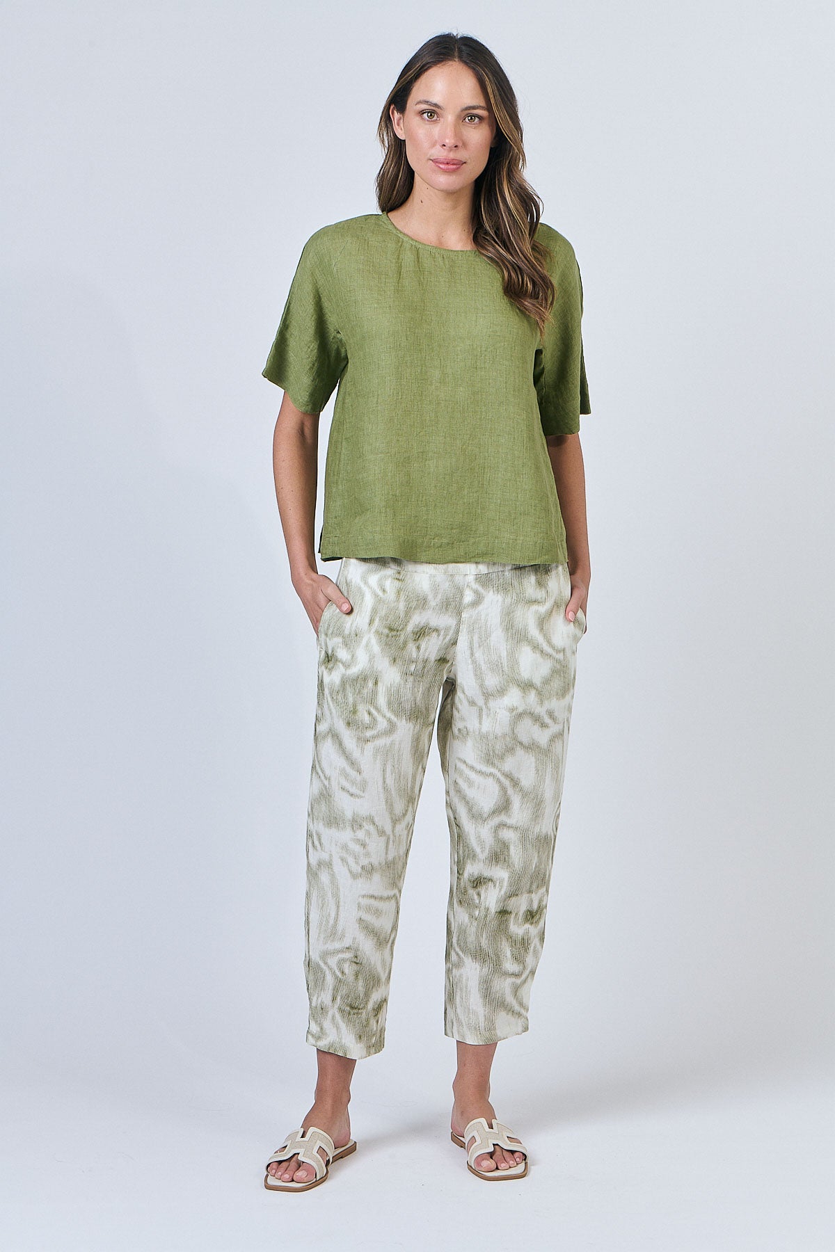 Linen Top - Moss