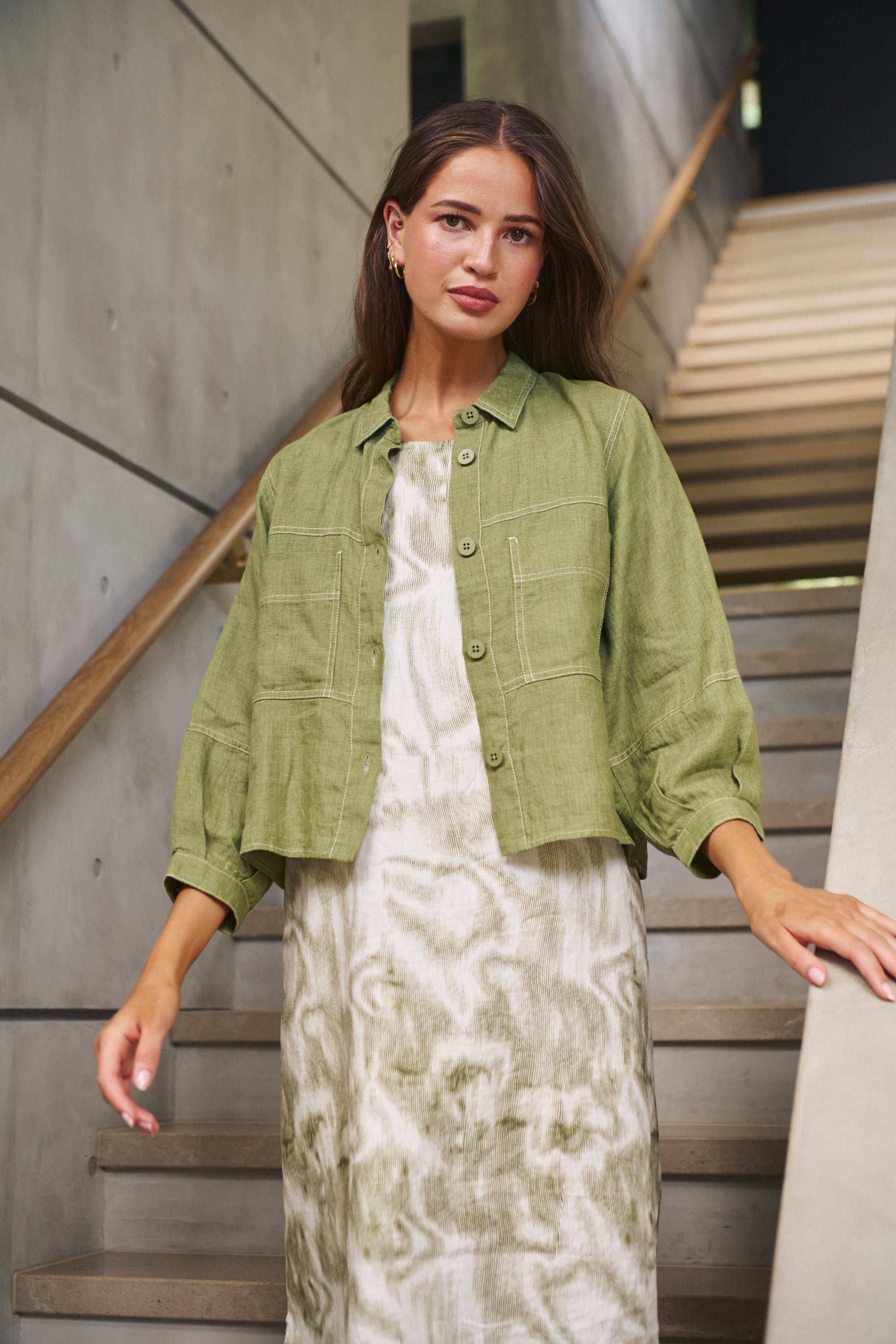 Linen Jacket - Moss