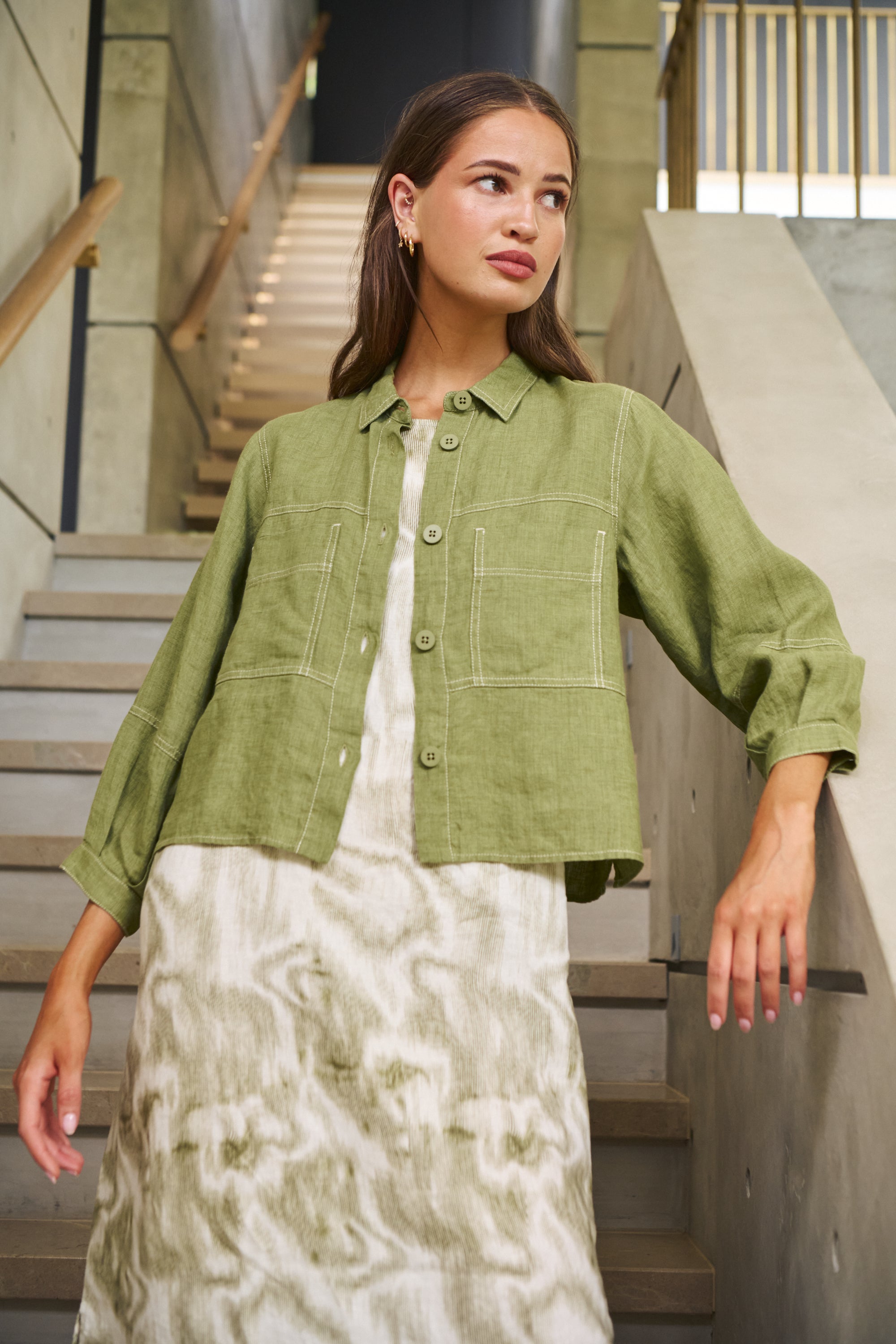 Linen Jacket - Moss
