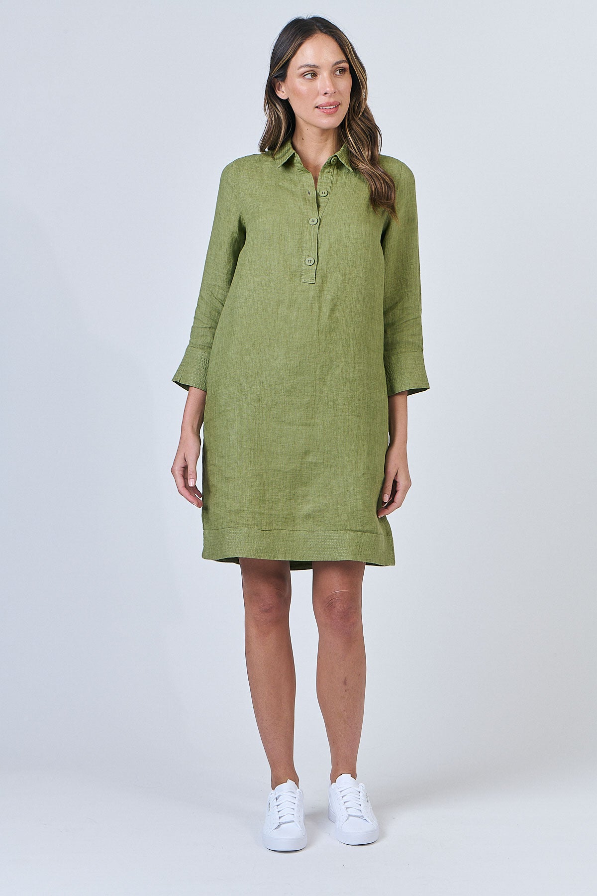 Linen Dress - Moss