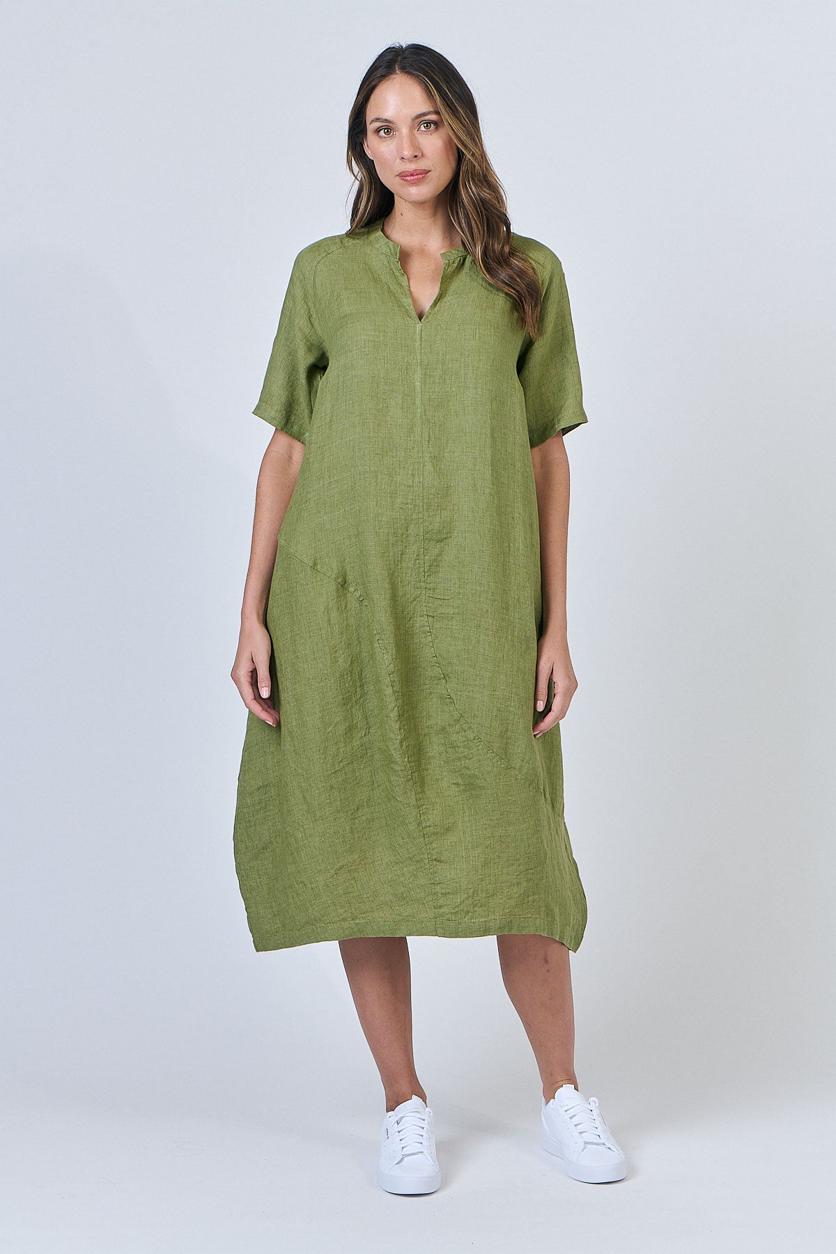 Linen Dress - Moss