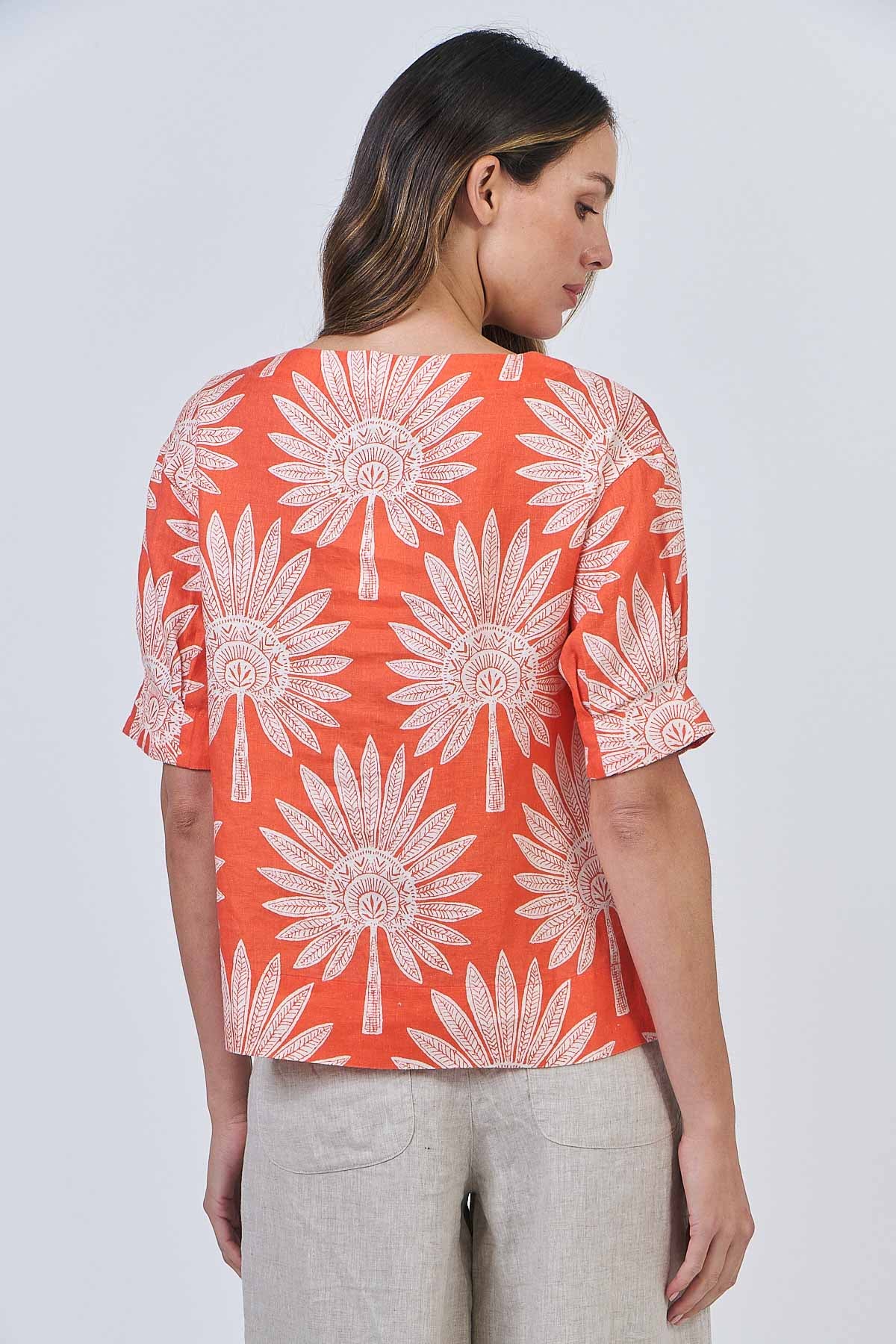 Linen Top - Sunset Palm