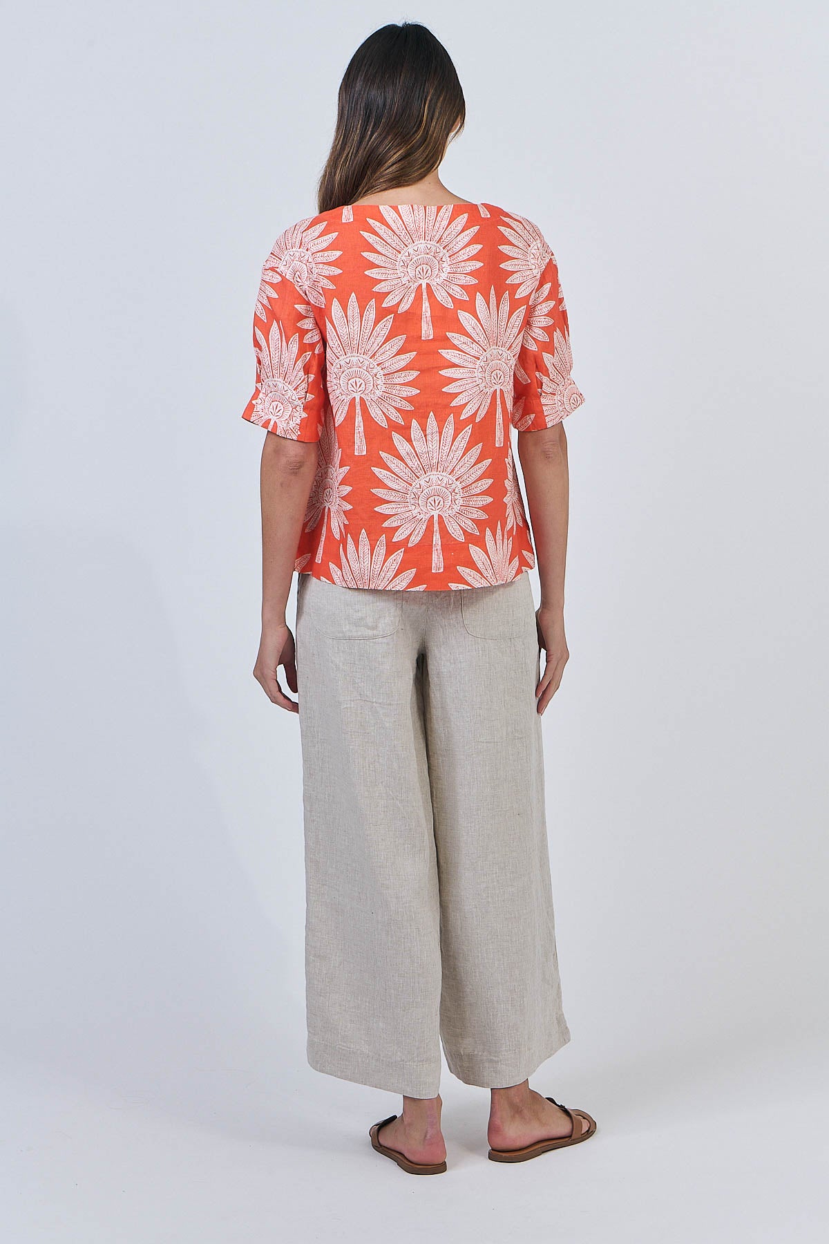 Linen Top - Sunset Palm