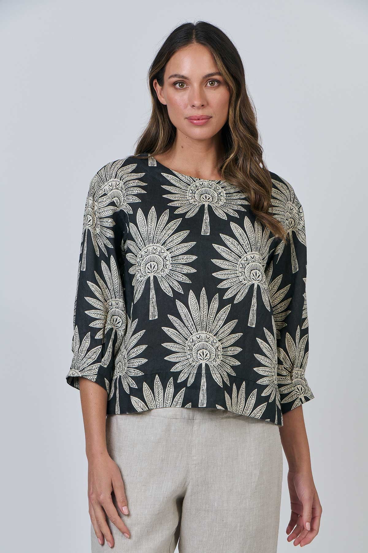 Linen Top - Date Palm