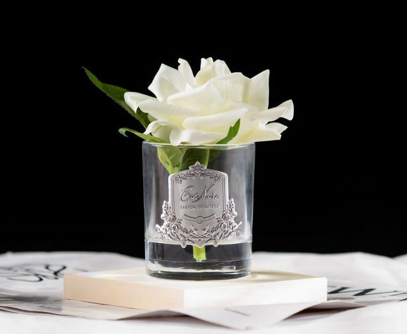 Perfumed Natural Touch Single Rose - Clear - Ivory White