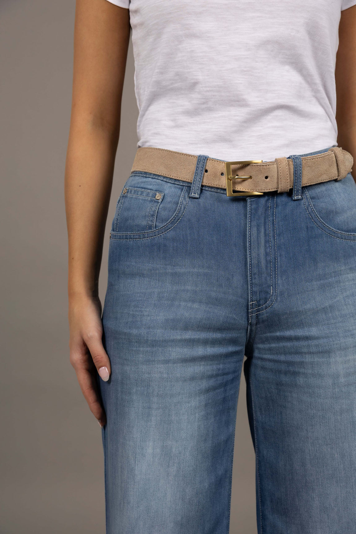 Classic Suede Belt - Stone