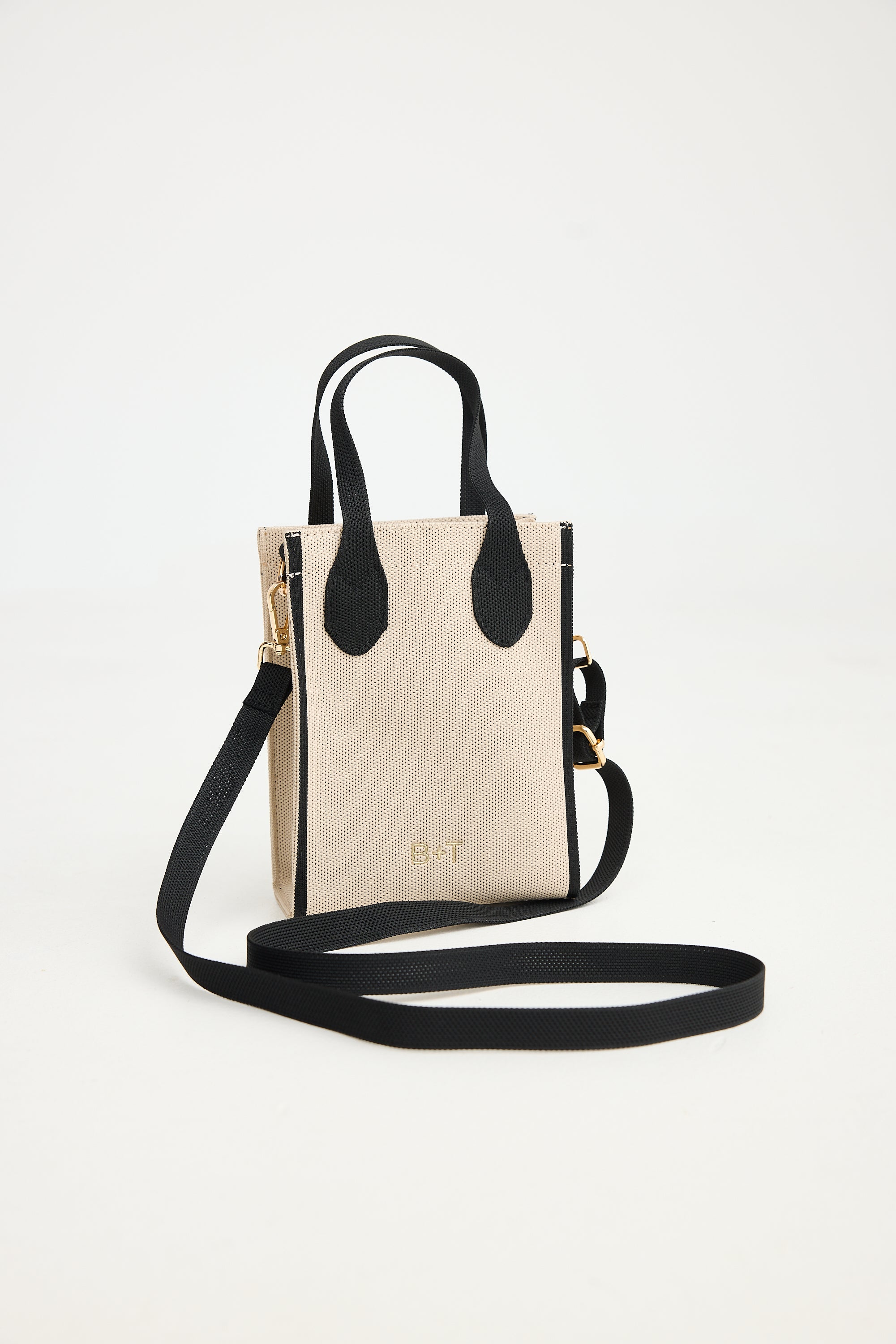 Kyoto Mini Tote Bag - Natural with Black